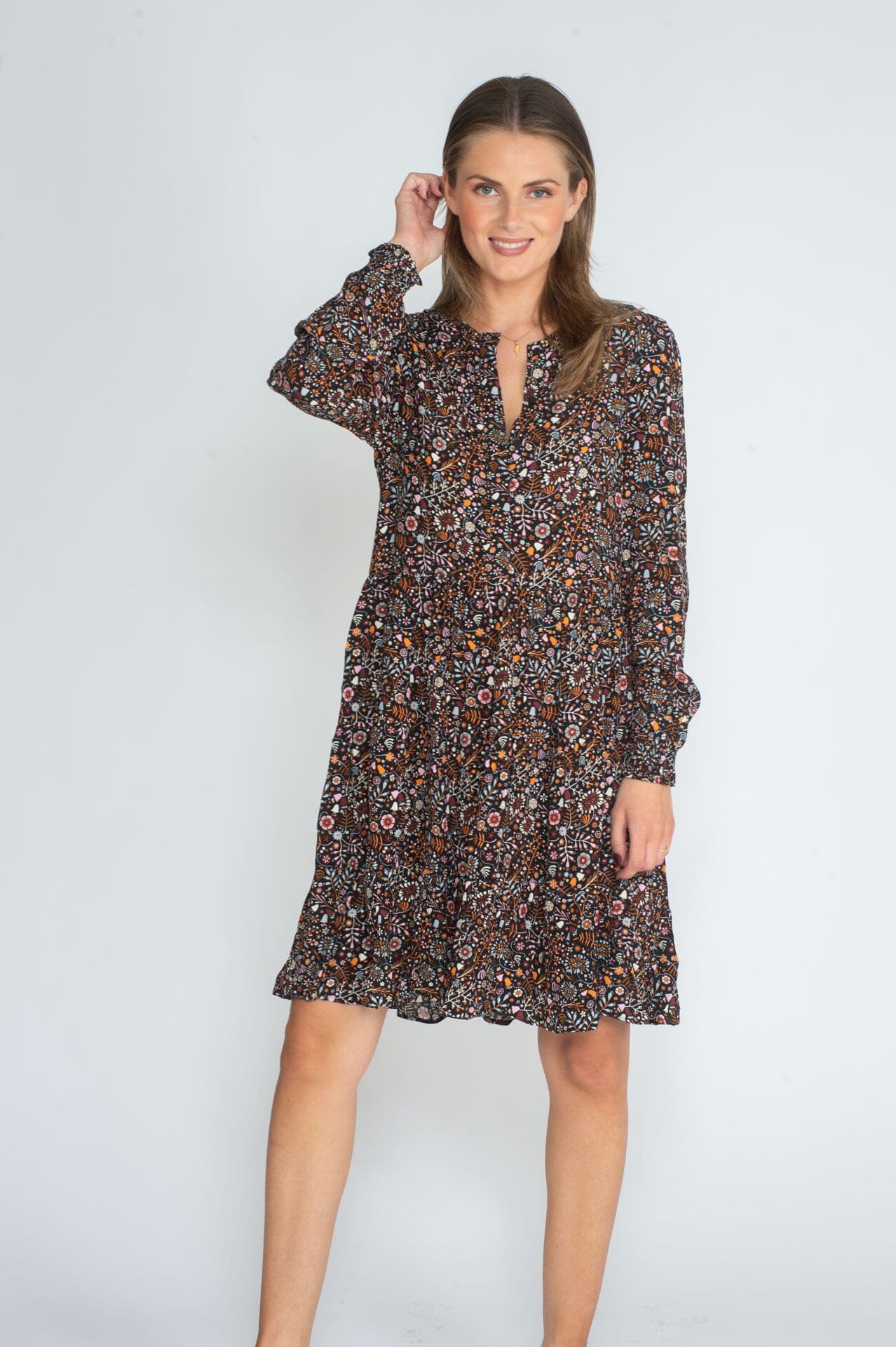 ArnieSays: Nadya Drapey Print Orange/Pink Multi Kjole