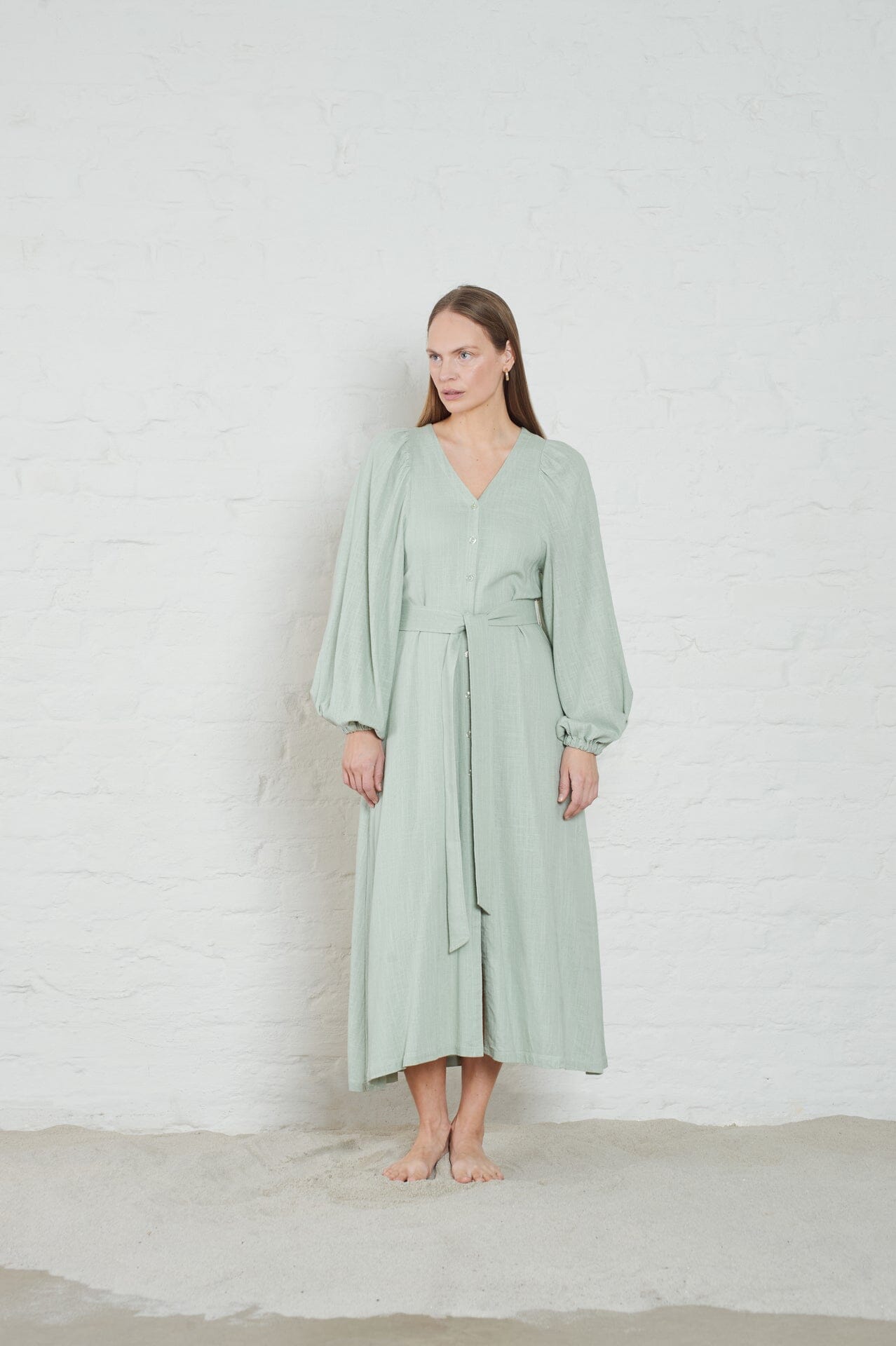 ArnieSays: Milla Linen Blend Sage Kjole