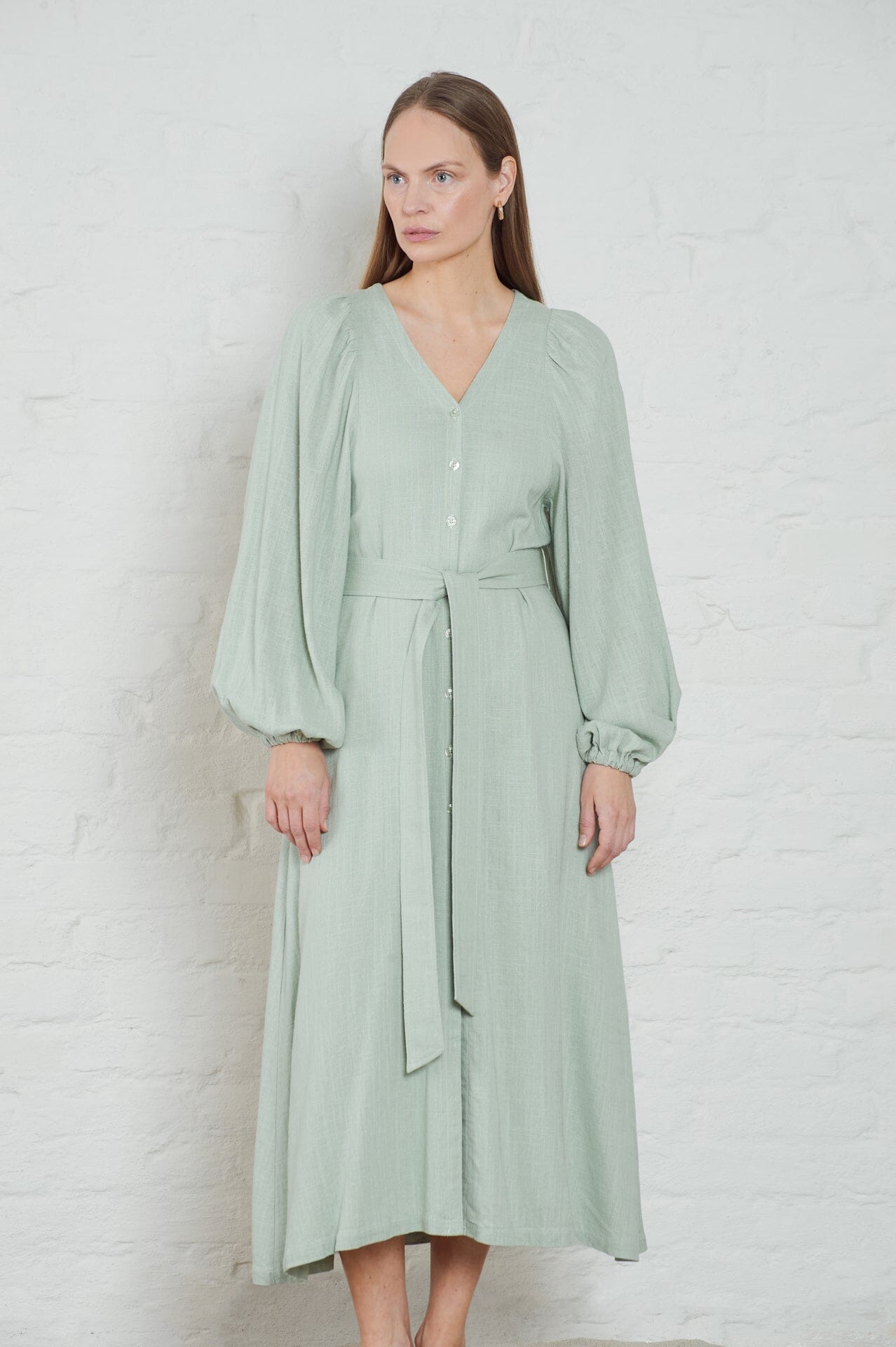 ArnieSays: Milla Linen Blend Sage Kjole