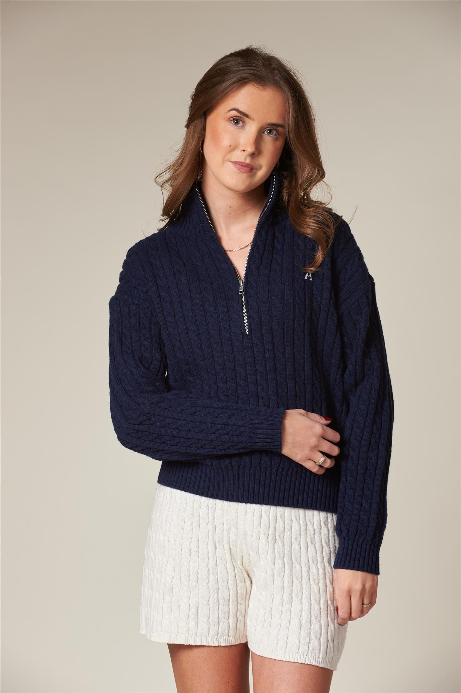 ArnieSays: MADELYN Cable Dk Navy Genser