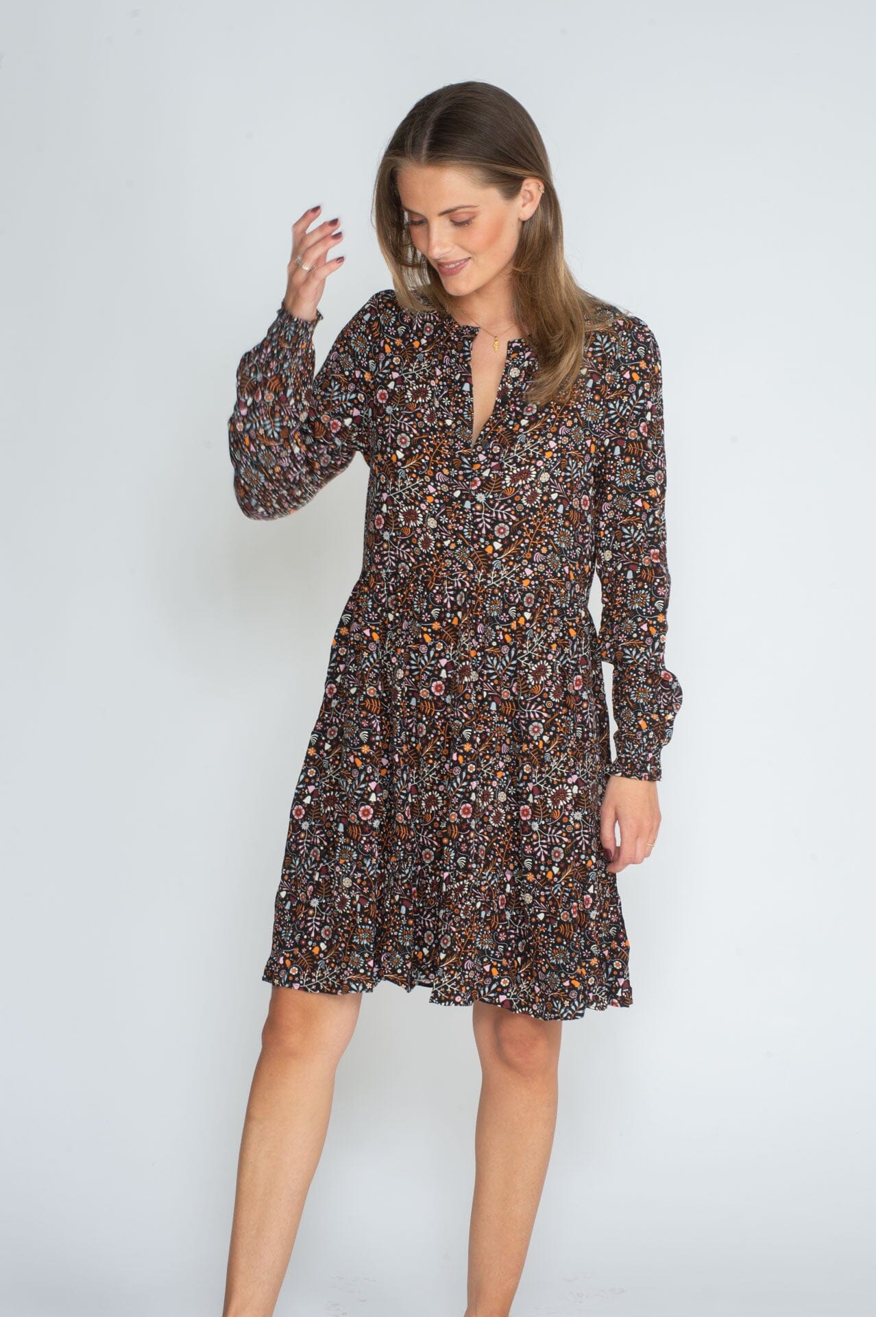 ArnieSays: Nadya Drapey Print Orange/Pink Multi Kjole