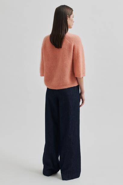 Second Female Andrea Knit Rib Cardigan Coral Haze Genser