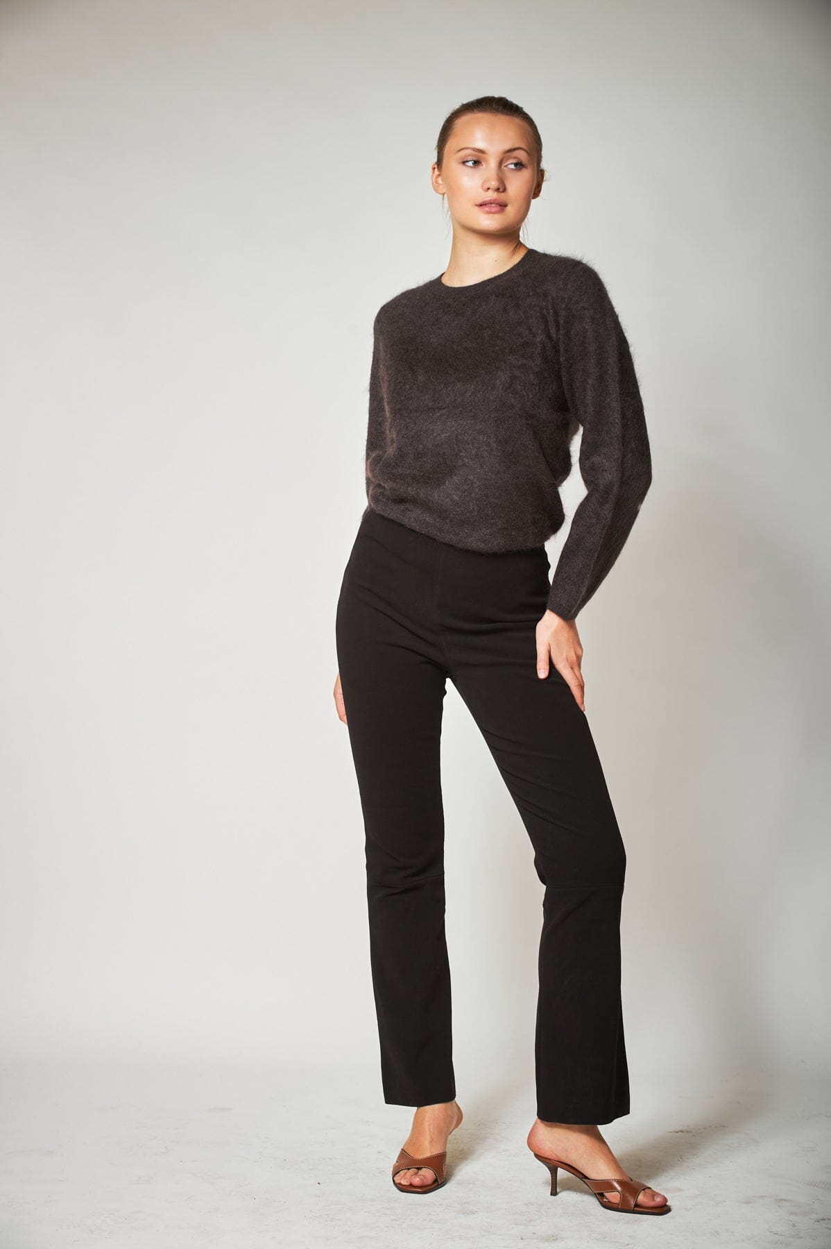 Aurora Leather Pant Brown Bukse