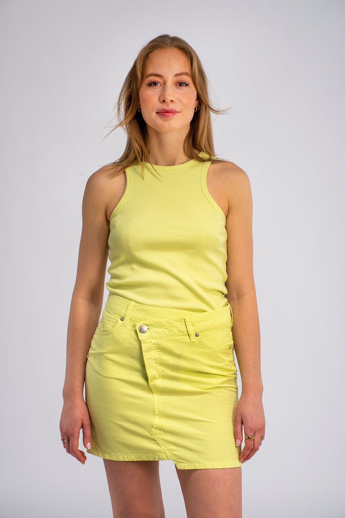 Paragon Asymmetric Linen Skirt Lime Green Skjørt