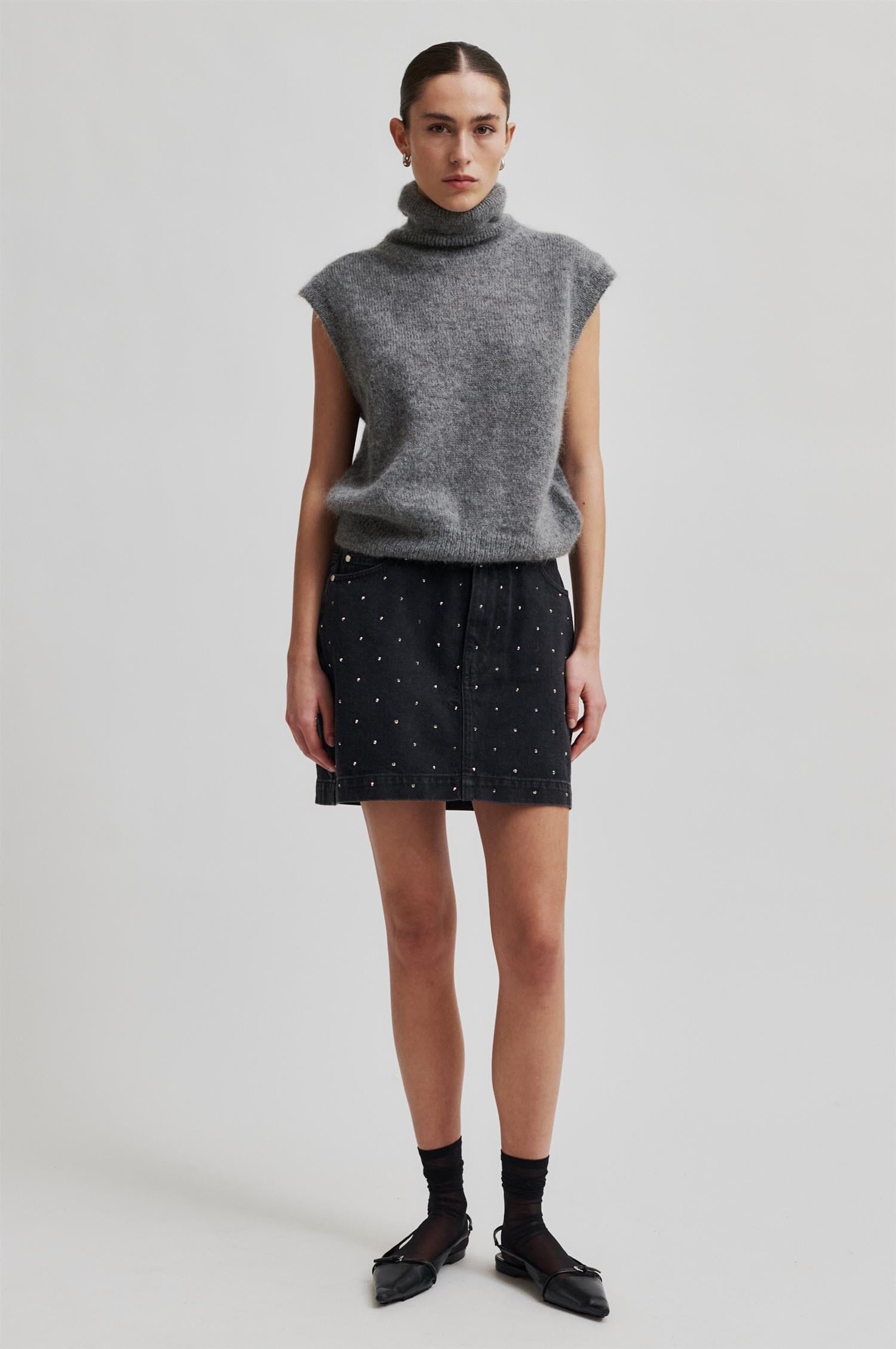 Second Female Jayden Denim Skirt Black denim Skjørt
