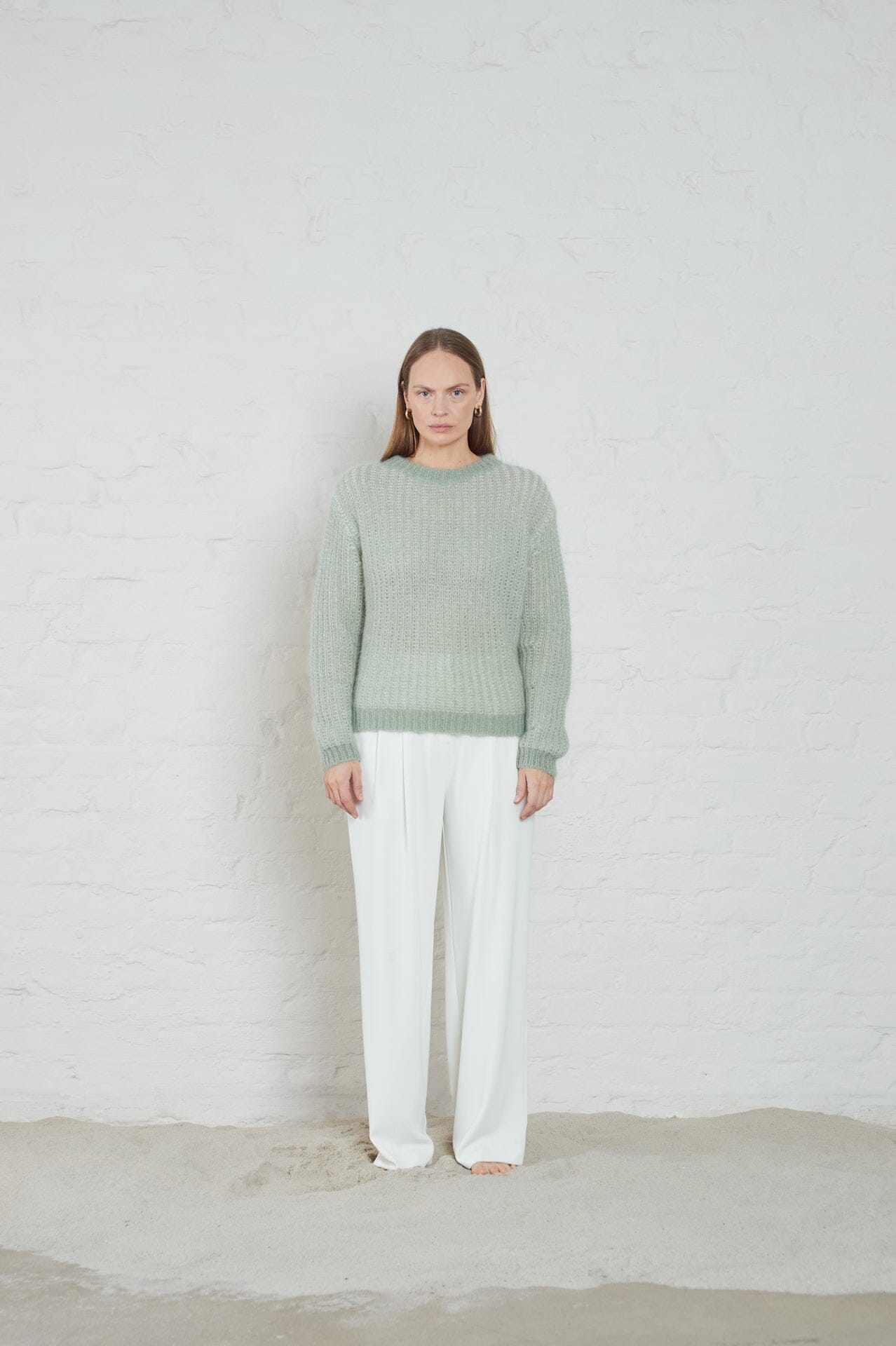 ArnieSays: Lane Brioche Dusty Green/Ecru Genser