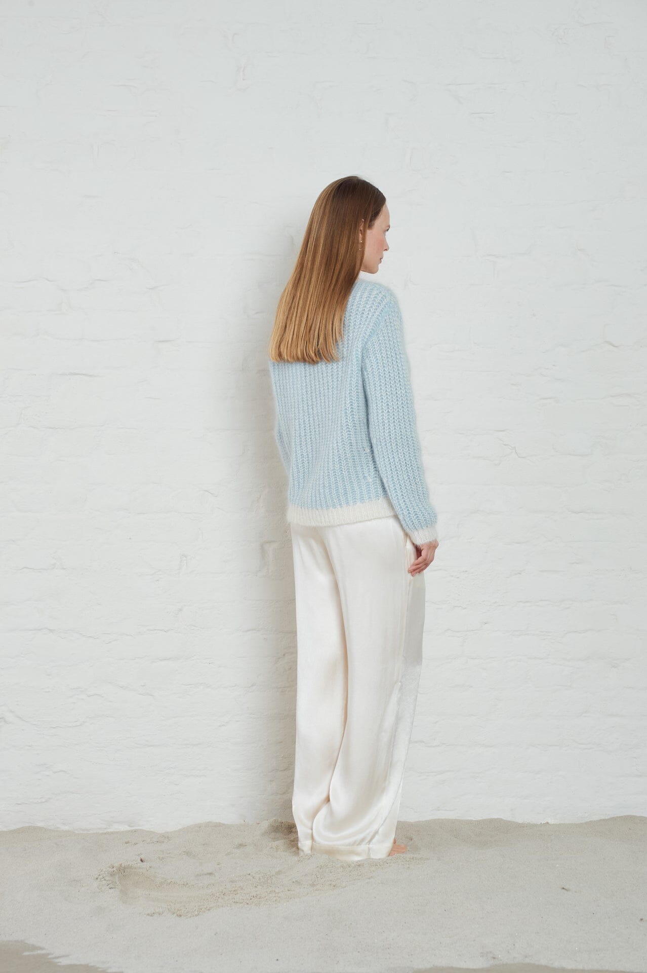 ArnieSays: Lane Brioche Ecru/Lt Blue Genser