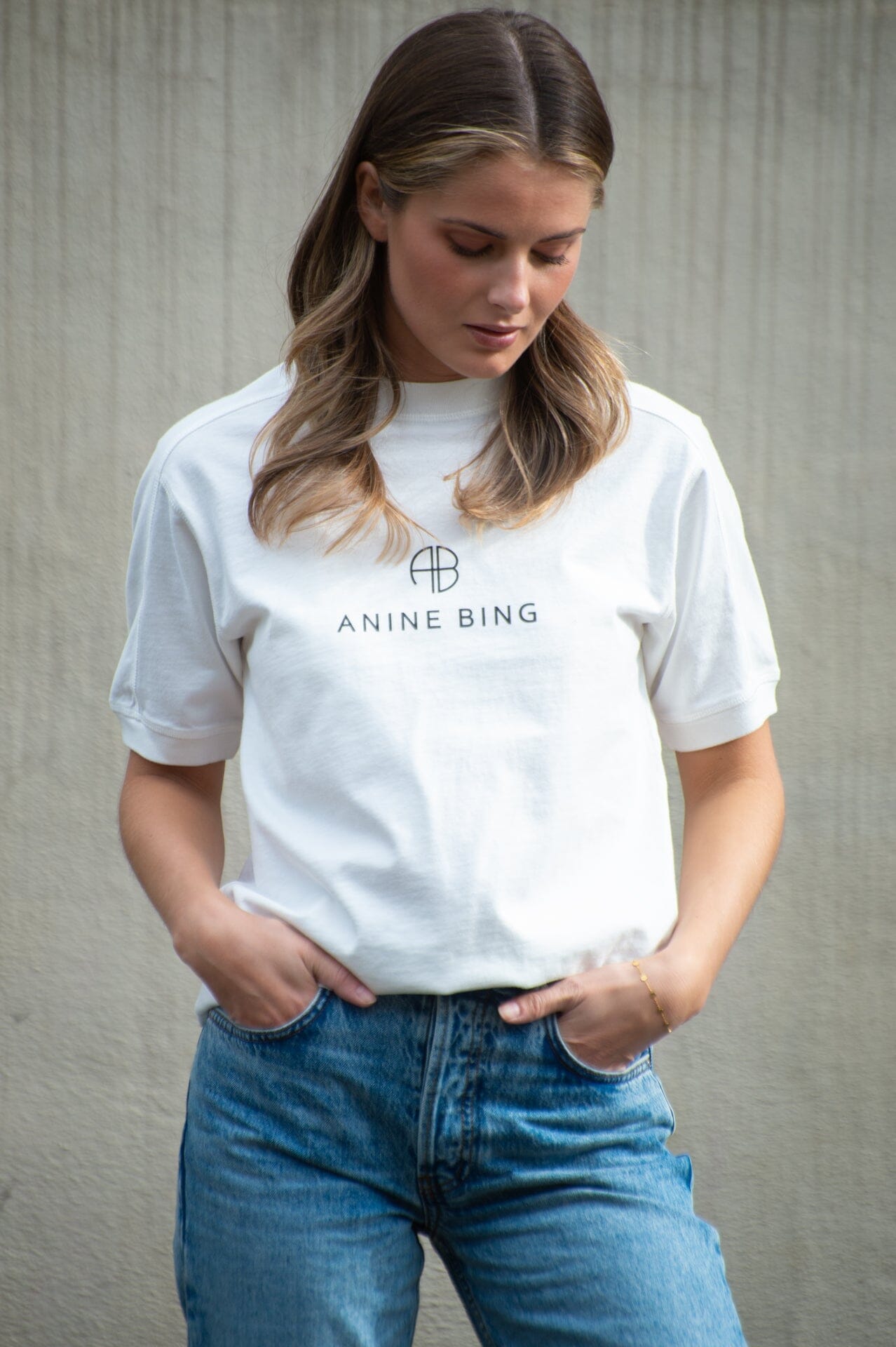 Anine Bing Jaylin Tee Monogram Ivory T-shirt