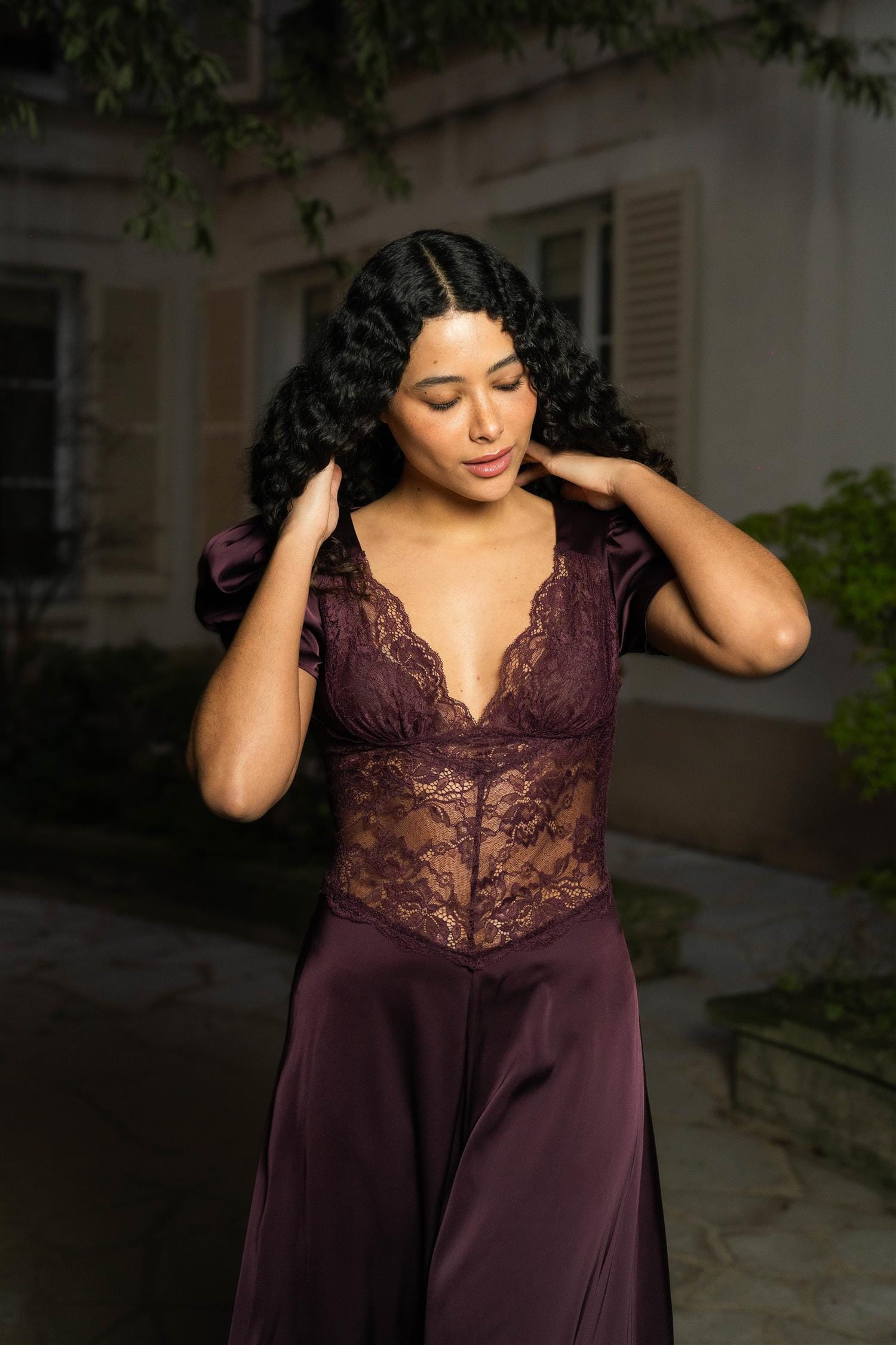 Love Lolina Francis Lace Midi Dress Burgundy Kjole