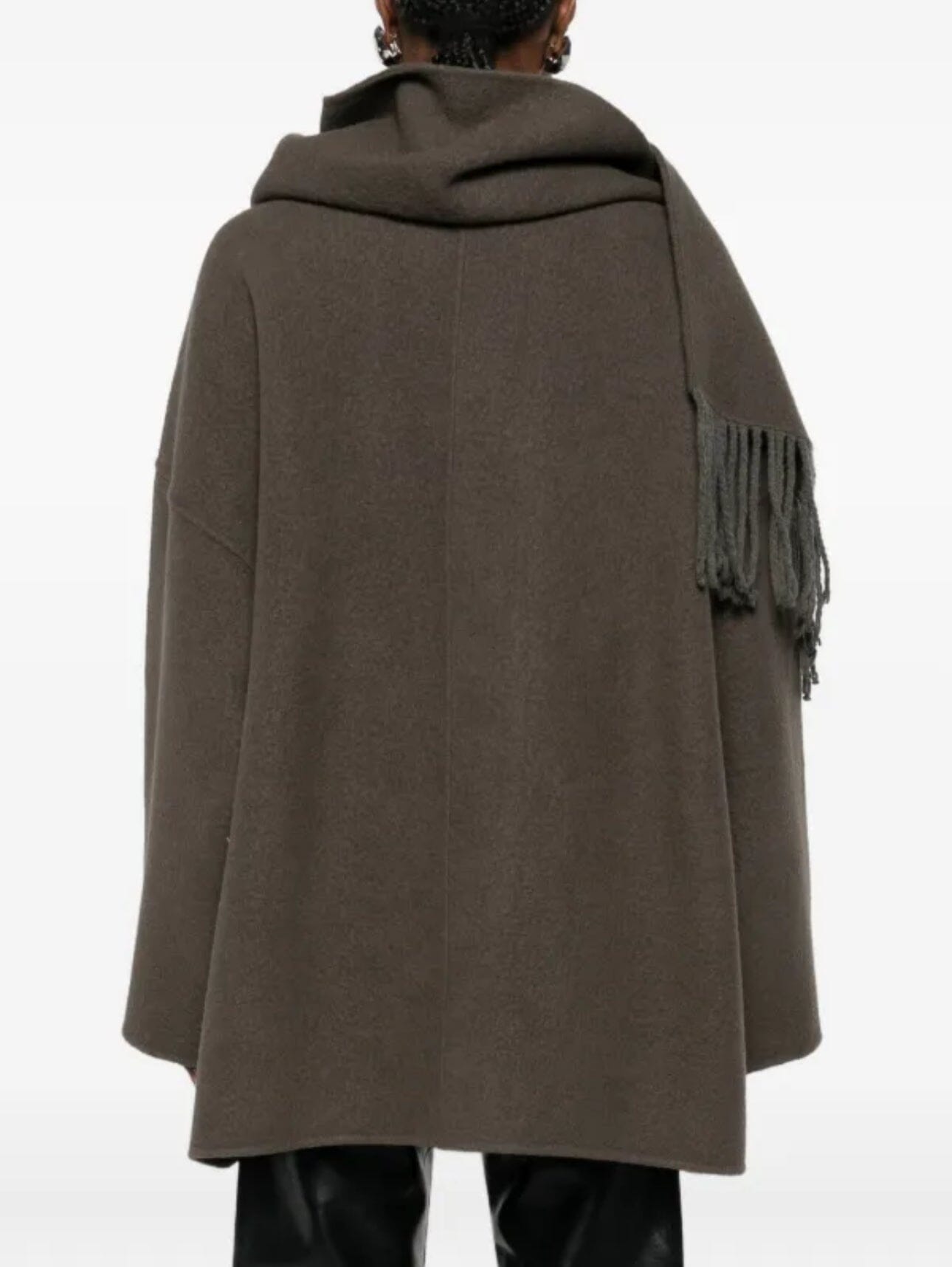 Isabelle Blanche Short Coat With Fringed Scarf Ivy Green Ytterplagg