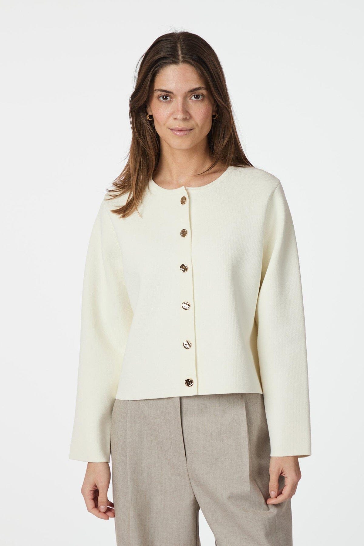 Neo Noir Limi Smooth Knit Cardigan Off White Genser