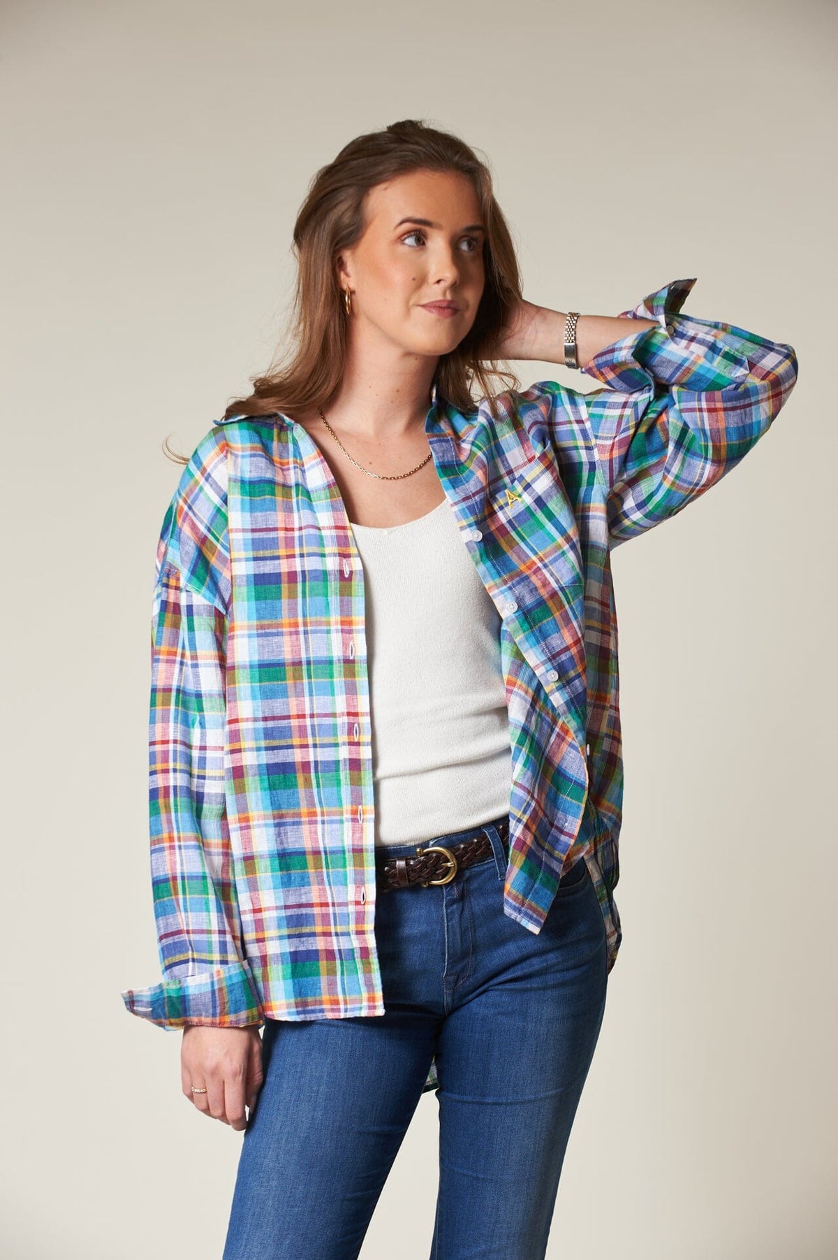 ArnieSays: VENICE Linen Plaids Blue Combo Skjorte