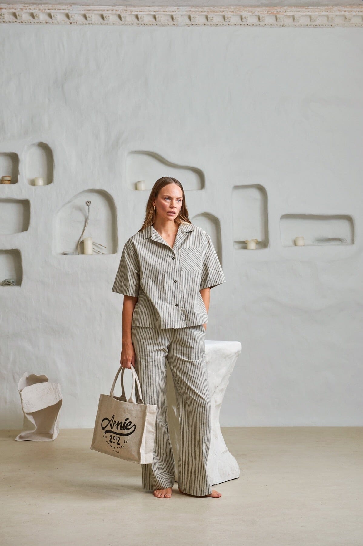 ArnieSays: Sabine Linen Stripe Natural Stripe Bukse