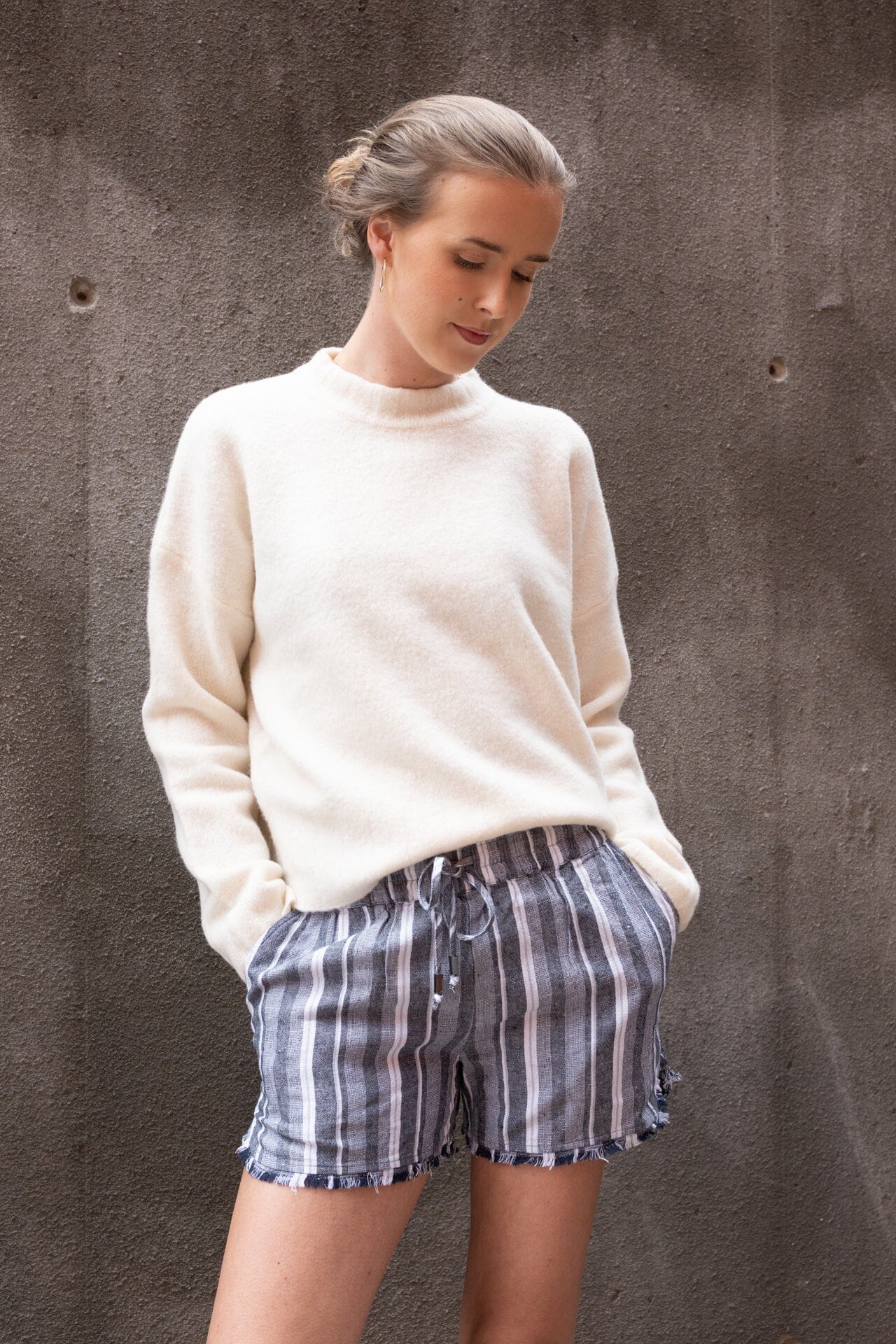 ArnieSays: Astoria Linen Stripe Lt Blue Combo Bukse