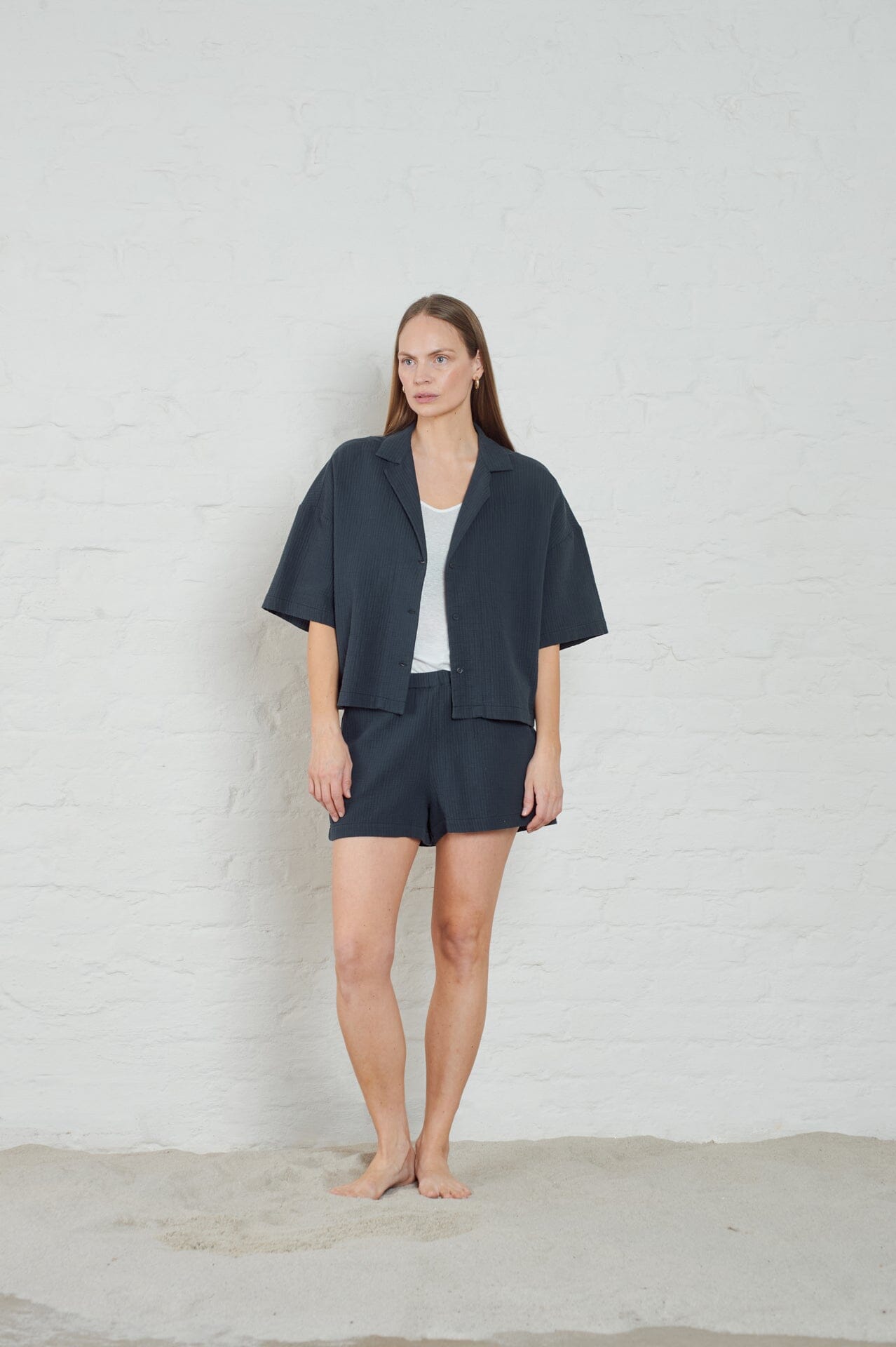 ArnieSays: Ash Quilted Gauze Dk Navy Bukse