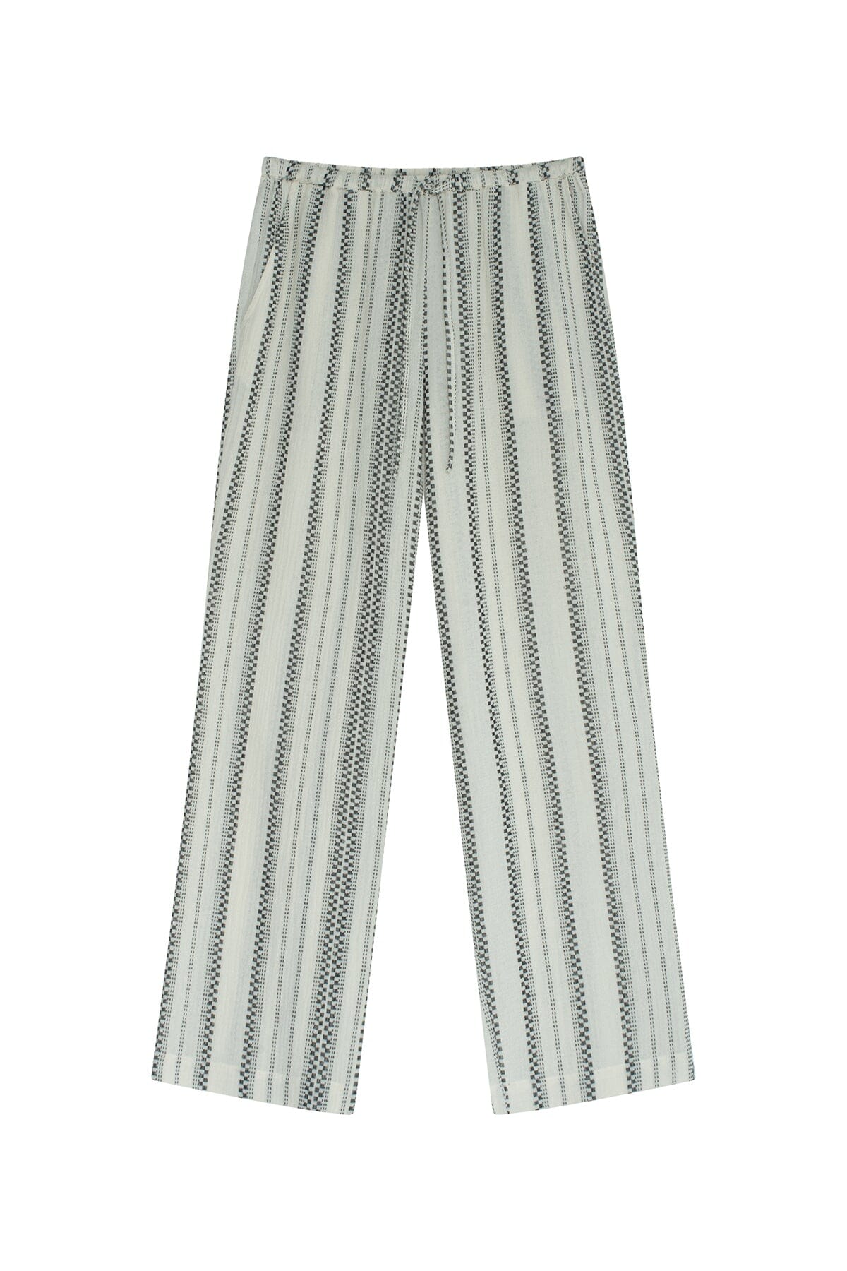 ArnieSays: Euston Striped Gauze Ecru/Black Bukse