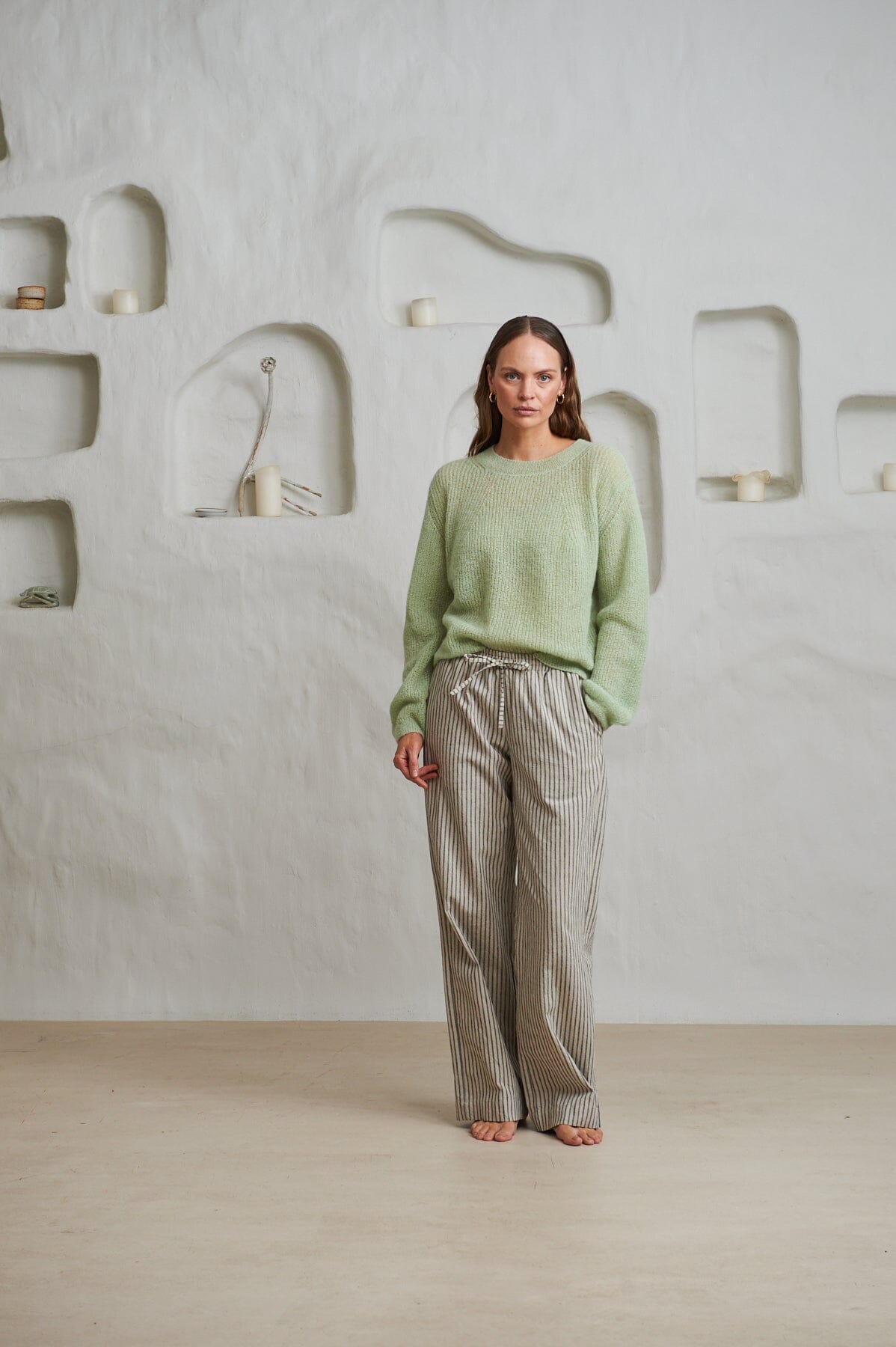 ArnieSays: Sabine Linen Stripe Natural Stripe Bukse