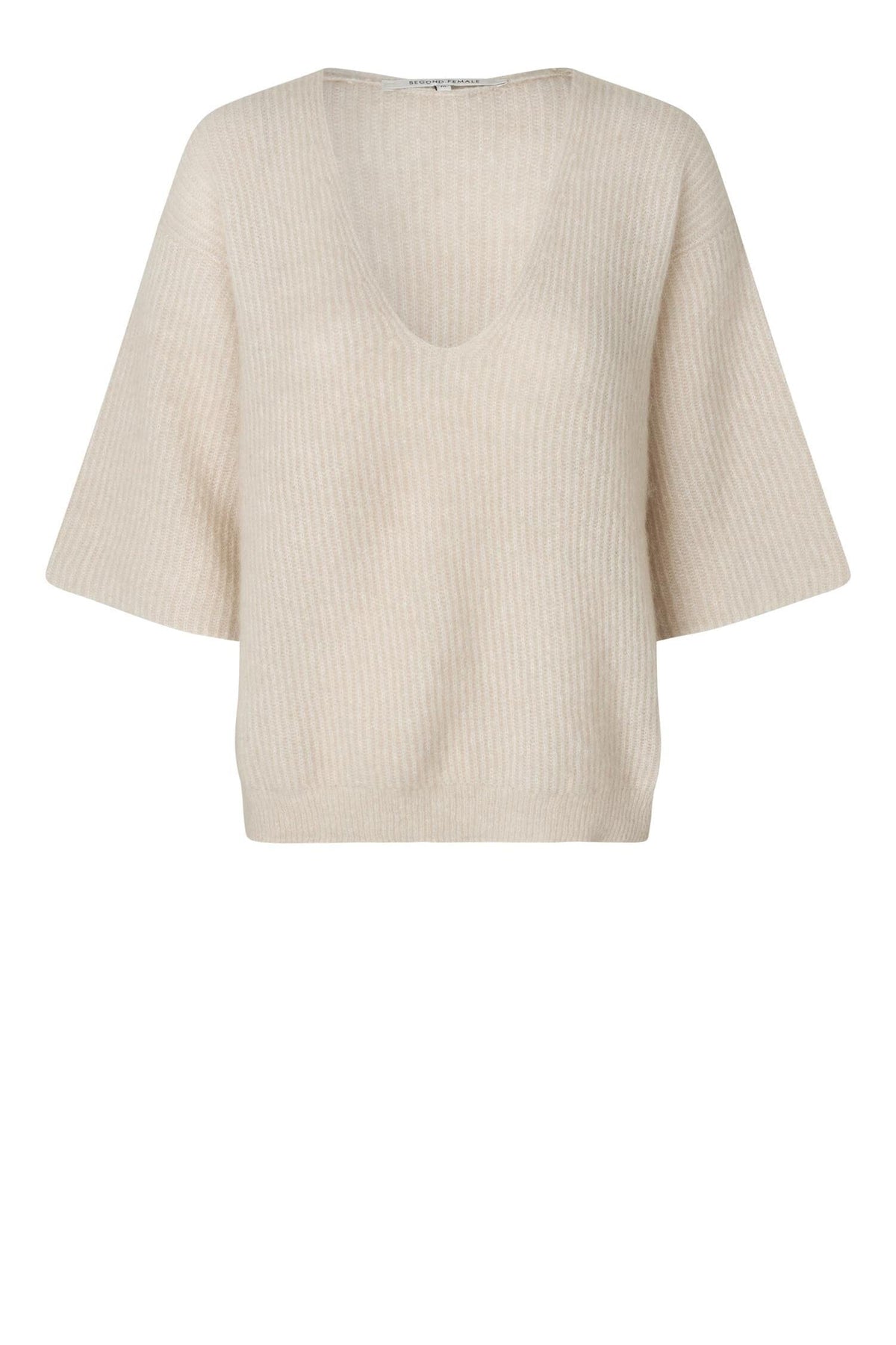 Second Female Andrea Knit SS Pumice Stone Genser