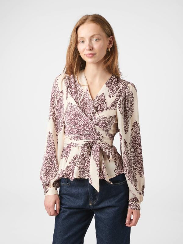 Neo Noir Rista Paisley Drop Blouse Burgundy Bluse