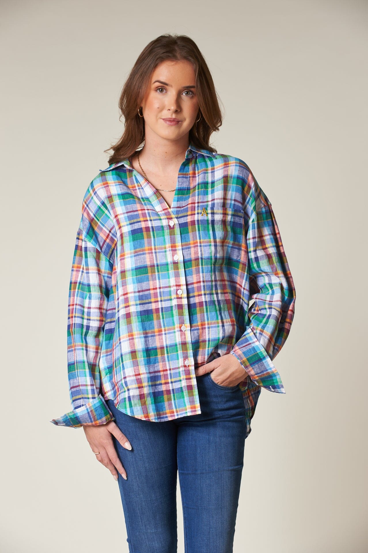 ArnieSays: VENICE Linen Plaids Blue Combo Skjorte