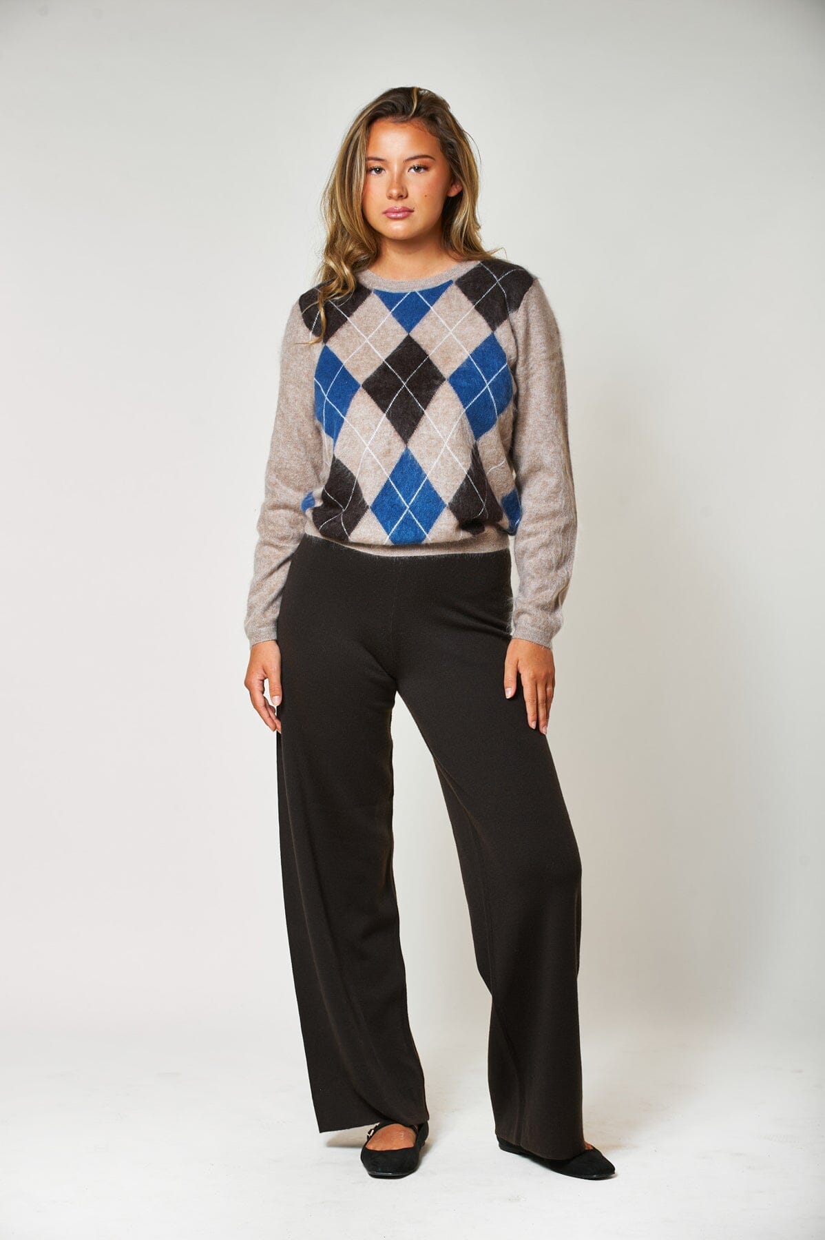 Aurora Argyle Cashmere Pull Taupe Genser