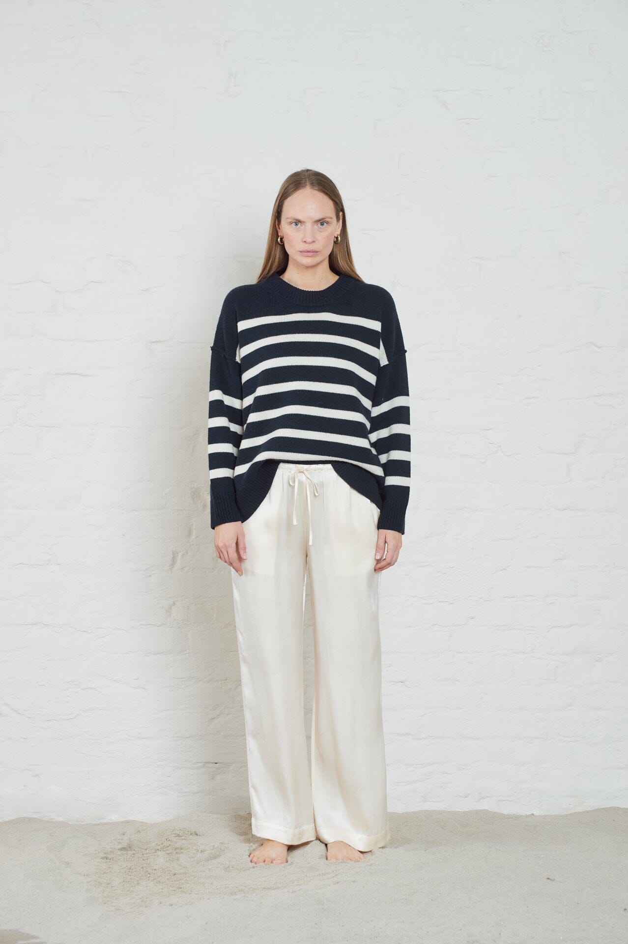 ArnieSays: Kayne Stripe Dk Navy/Offwhite Genser