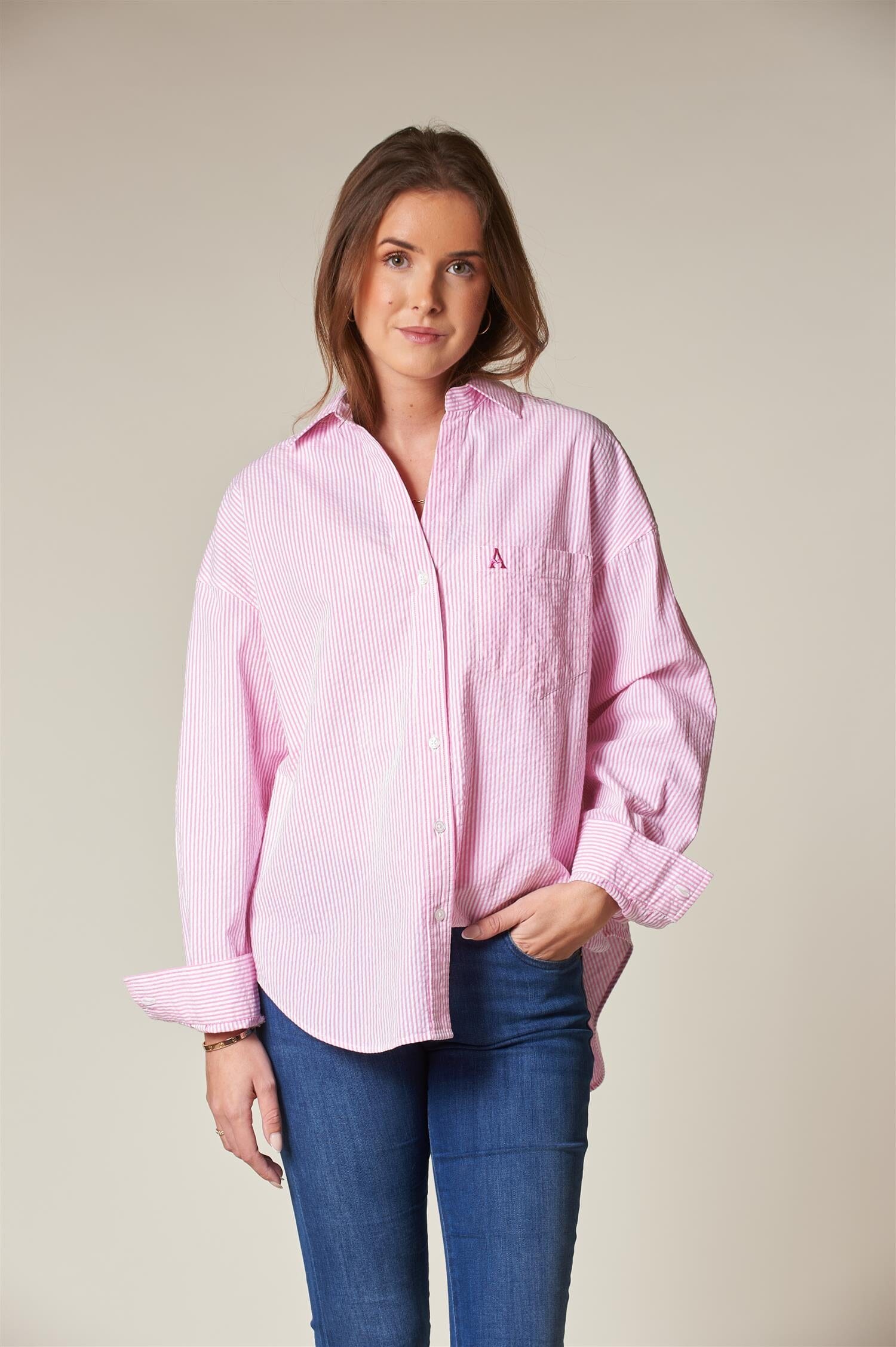 ArnieSays: VENICE Seersucker Classic Stripe Pink Stripe Skjorte