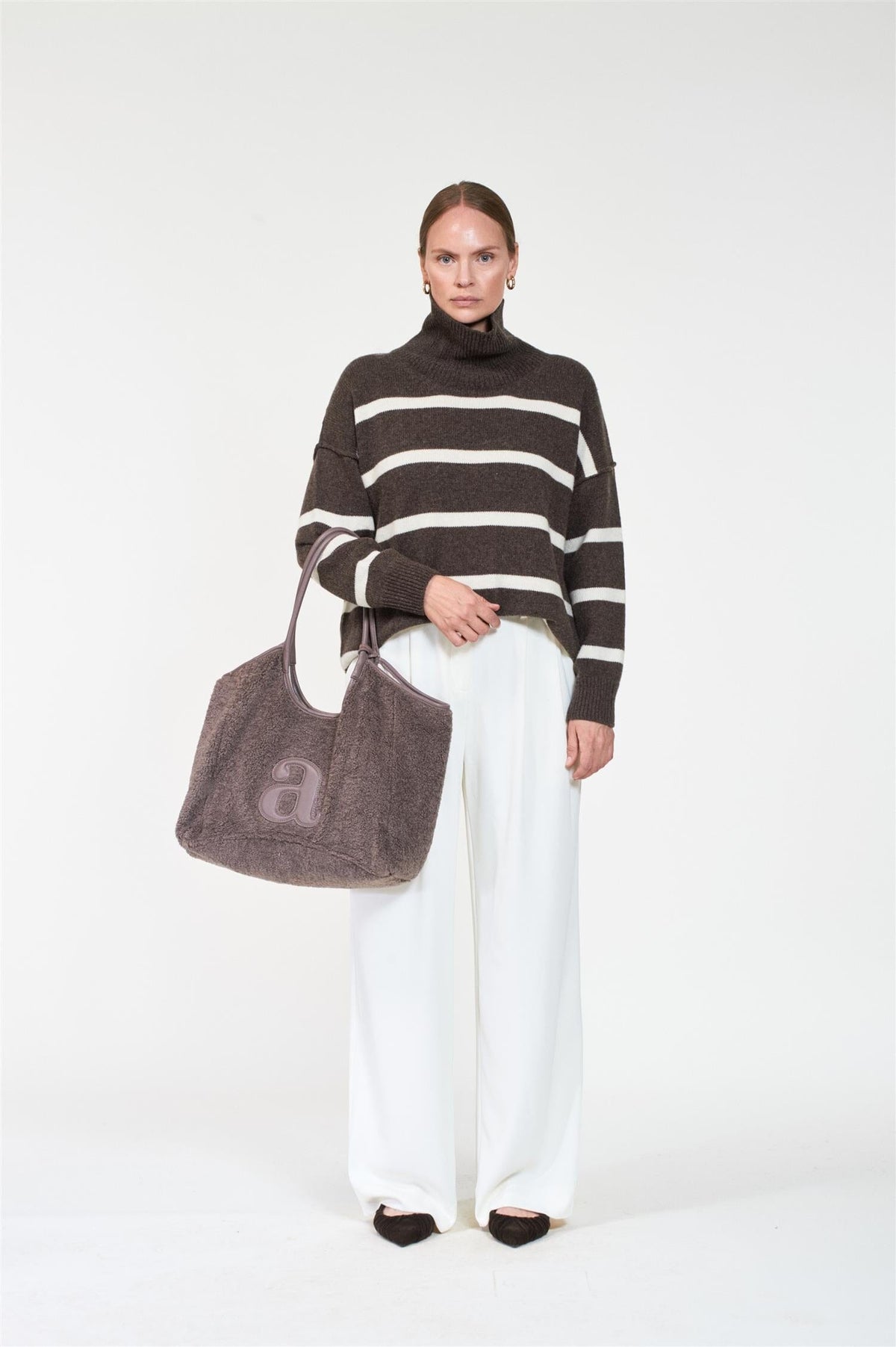ArnieSays: CECE Stripe Dk Brown Melange/Offwhite Genser