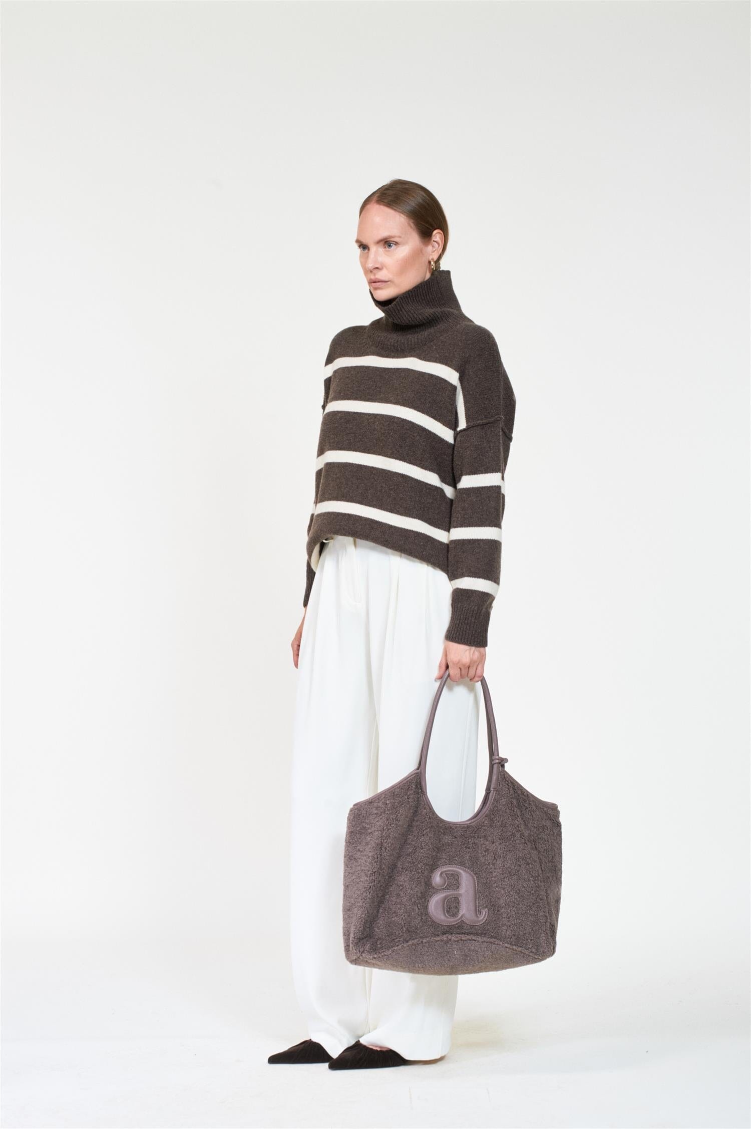 ArnieSays: CECE Stripe Dk Brown Melange/Offwhite Genser