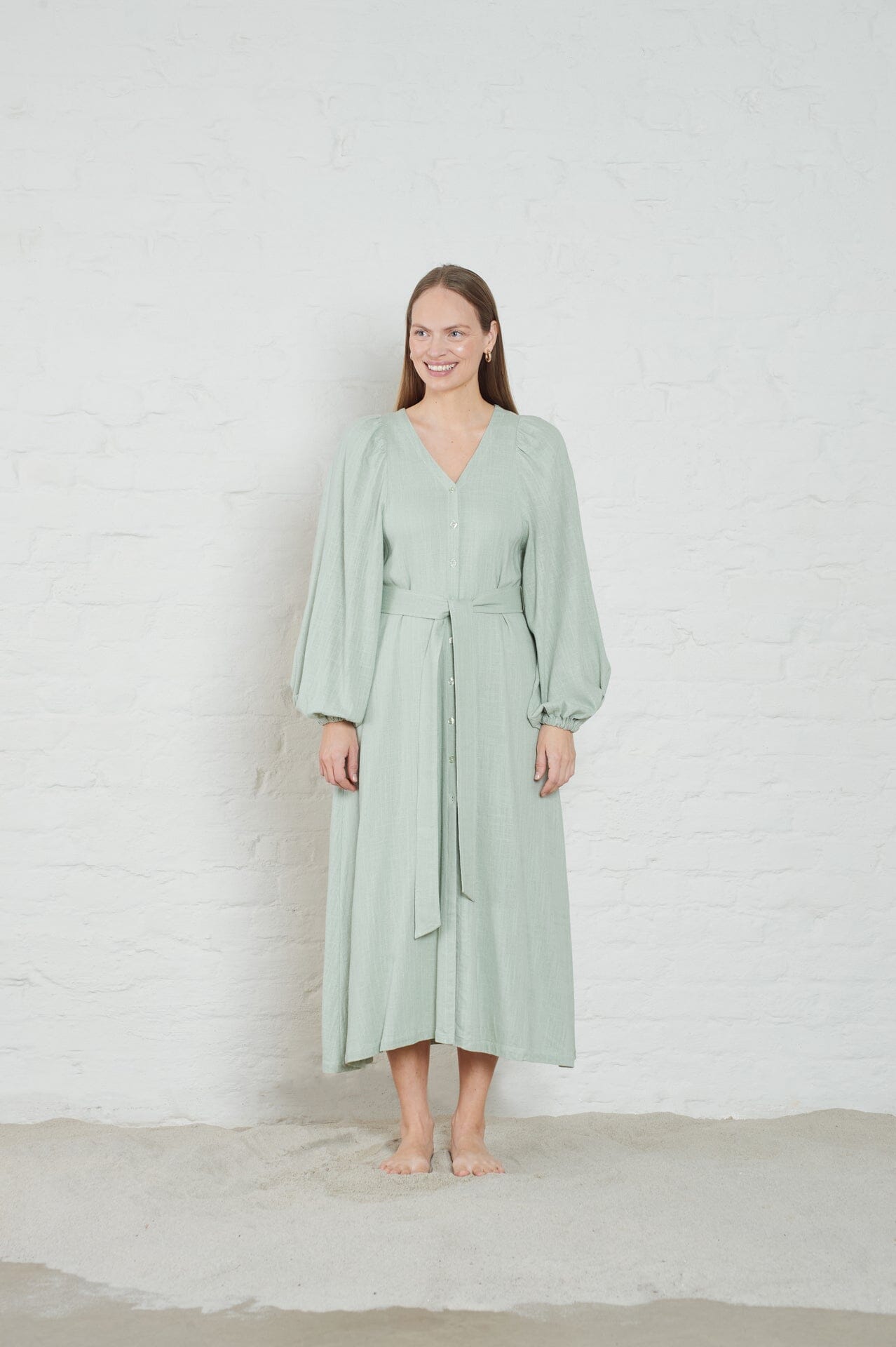 ArnieSays: Milla Linen Blend Sage Kjole