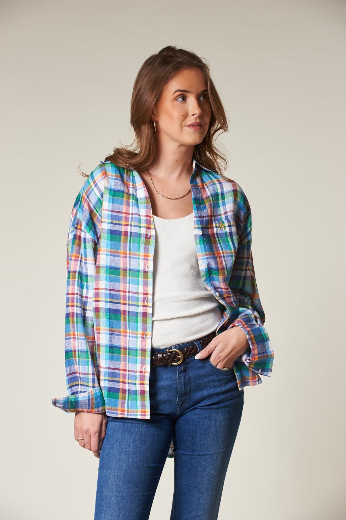 ArnieSays: VENICE Linen Plaids Blue Combo Skjorte