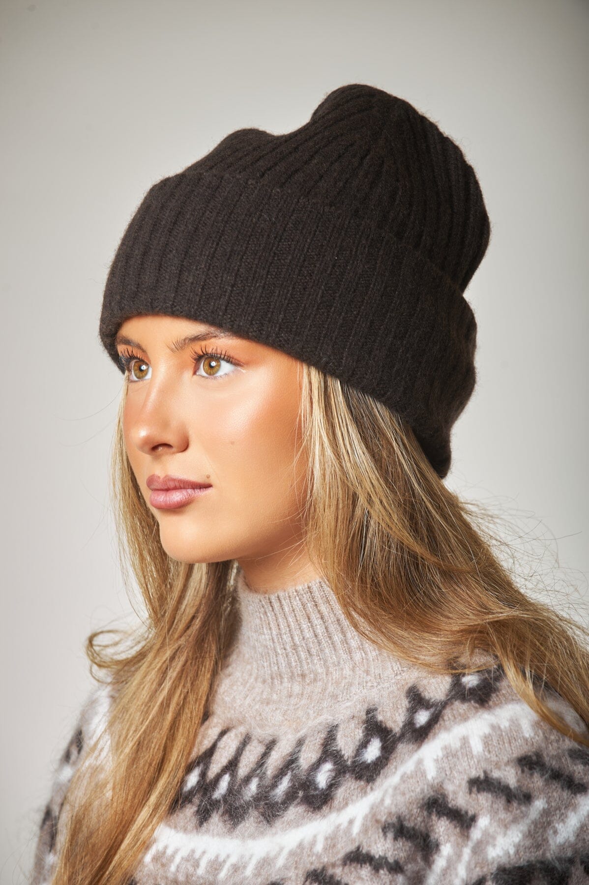 Aurora Cashmere Beanie Brown Hodeplagg