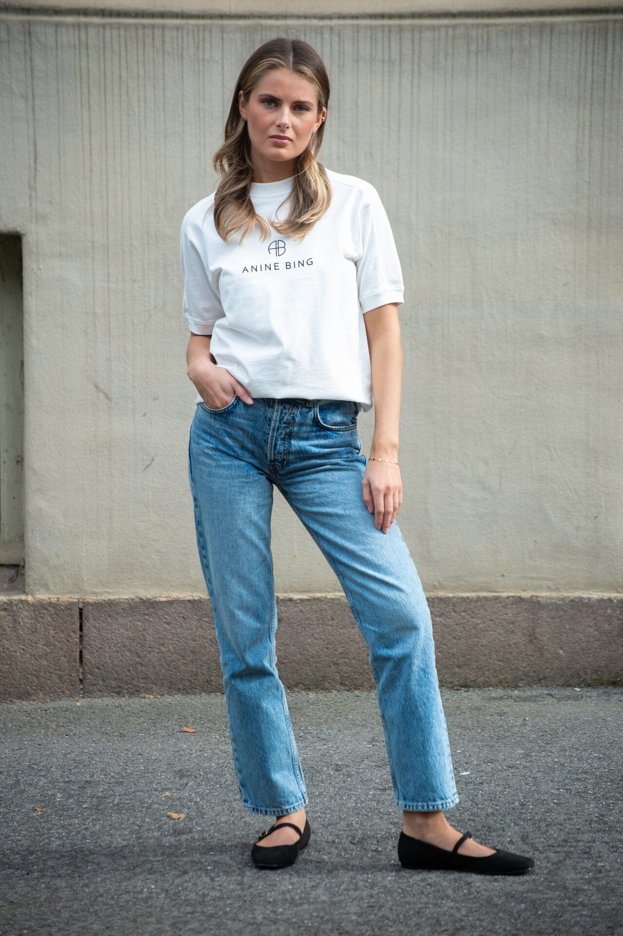 Anine Bing Jaylin Tee Monogram Ivory T-shirt