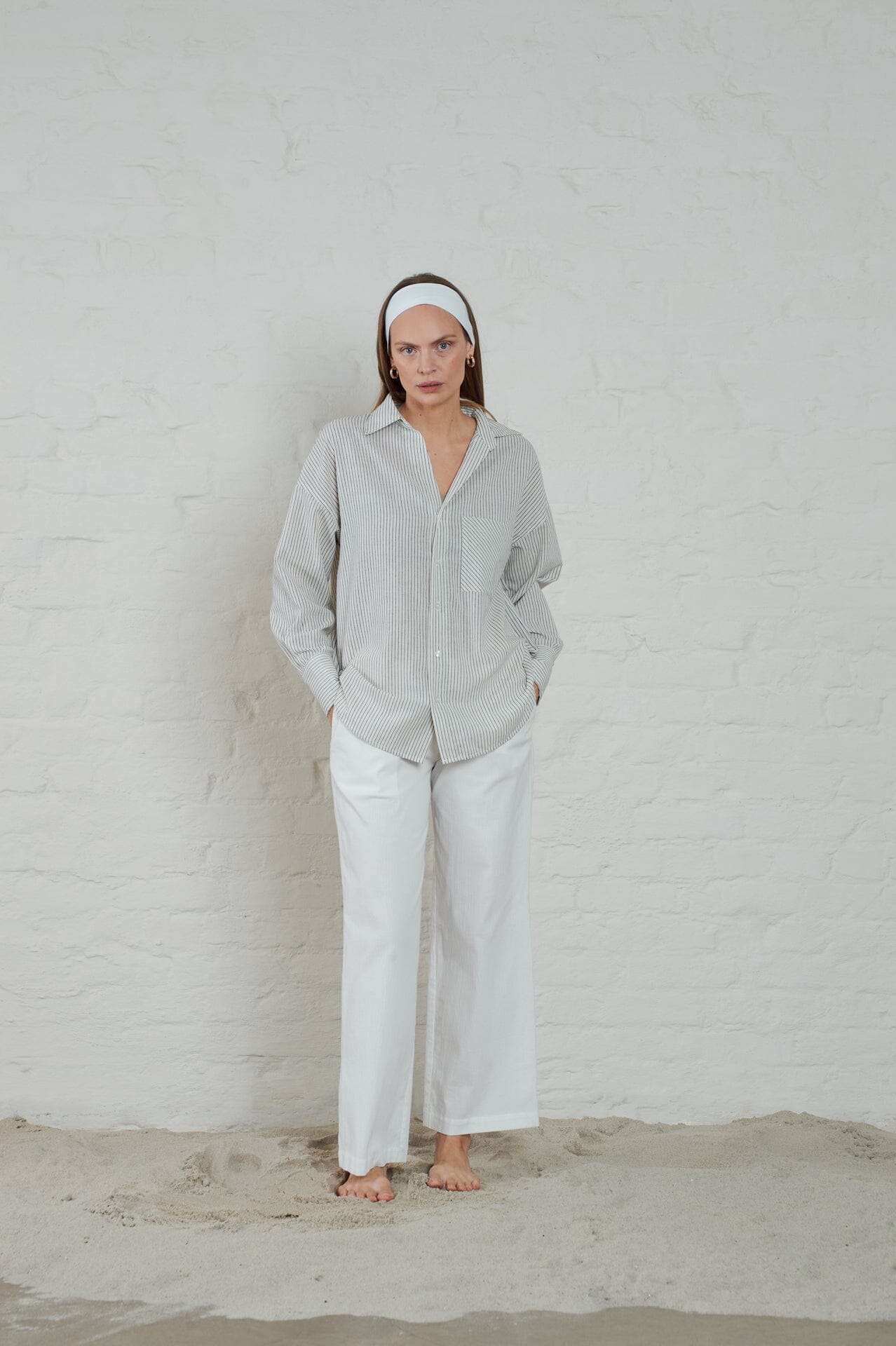 ArnieSays: Rocha Striped Linen Offwhite/Black Combo Skjorte