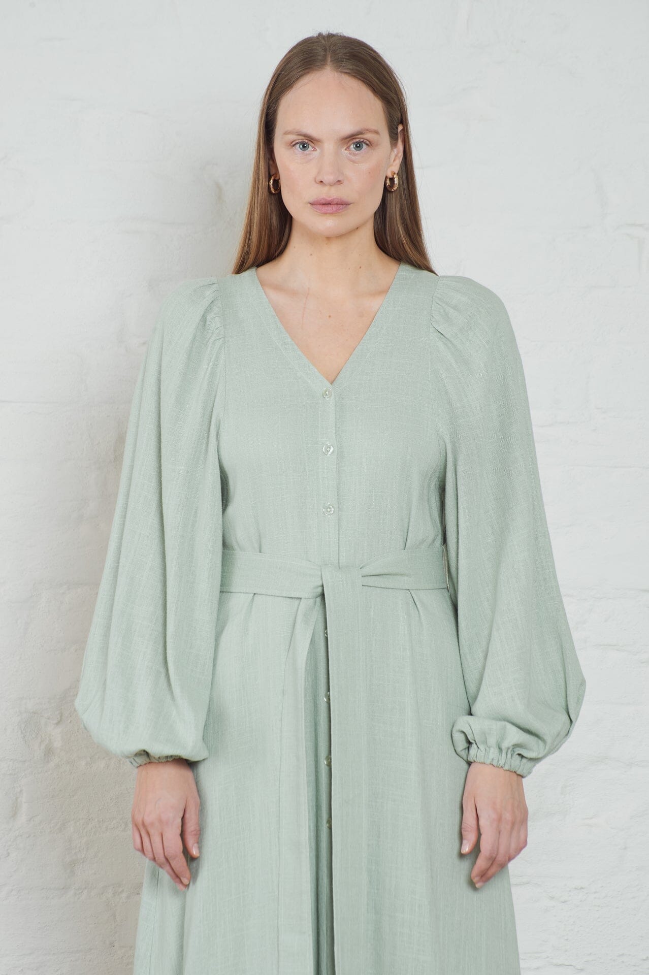 ArnieSays: Milla Linen Blend Sage Kjole