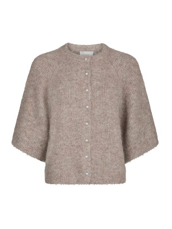 Neo Noir Amaya Fluffy Knit Cardigan Beige Melange Genser