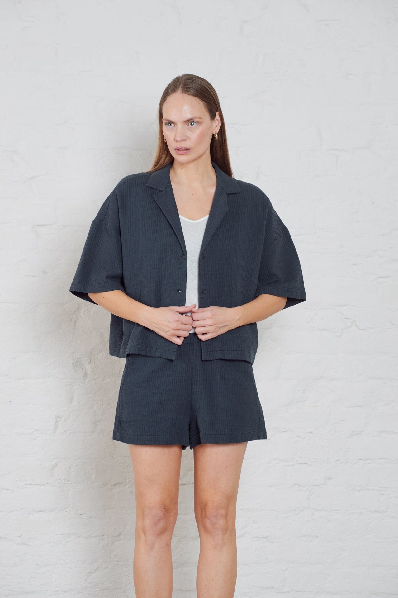 ArnieSays: Ash Quilted Gauze Dk Navy Bukse