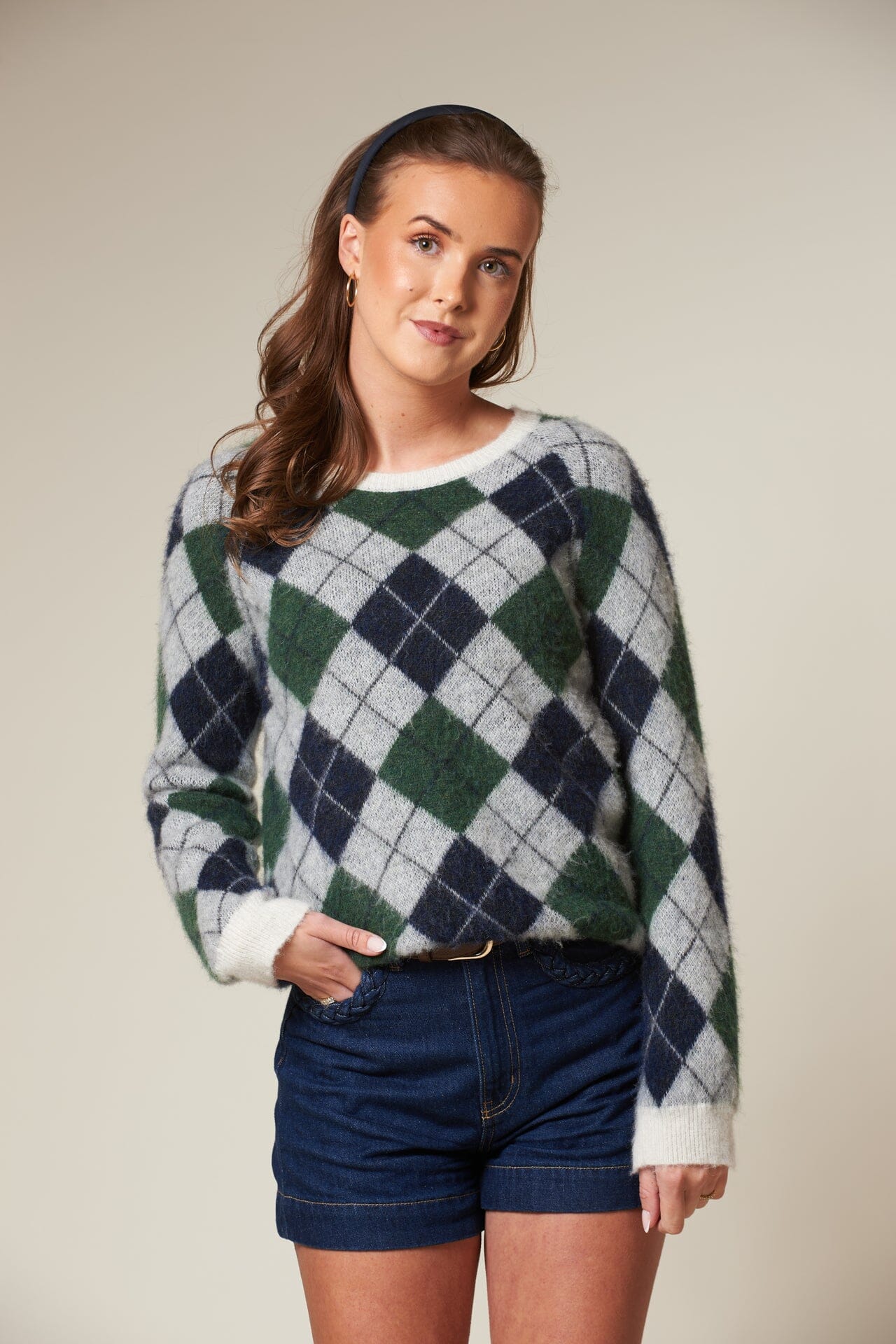 ArnieSays: FIONA Argyle Navy/Ivy Green Genser