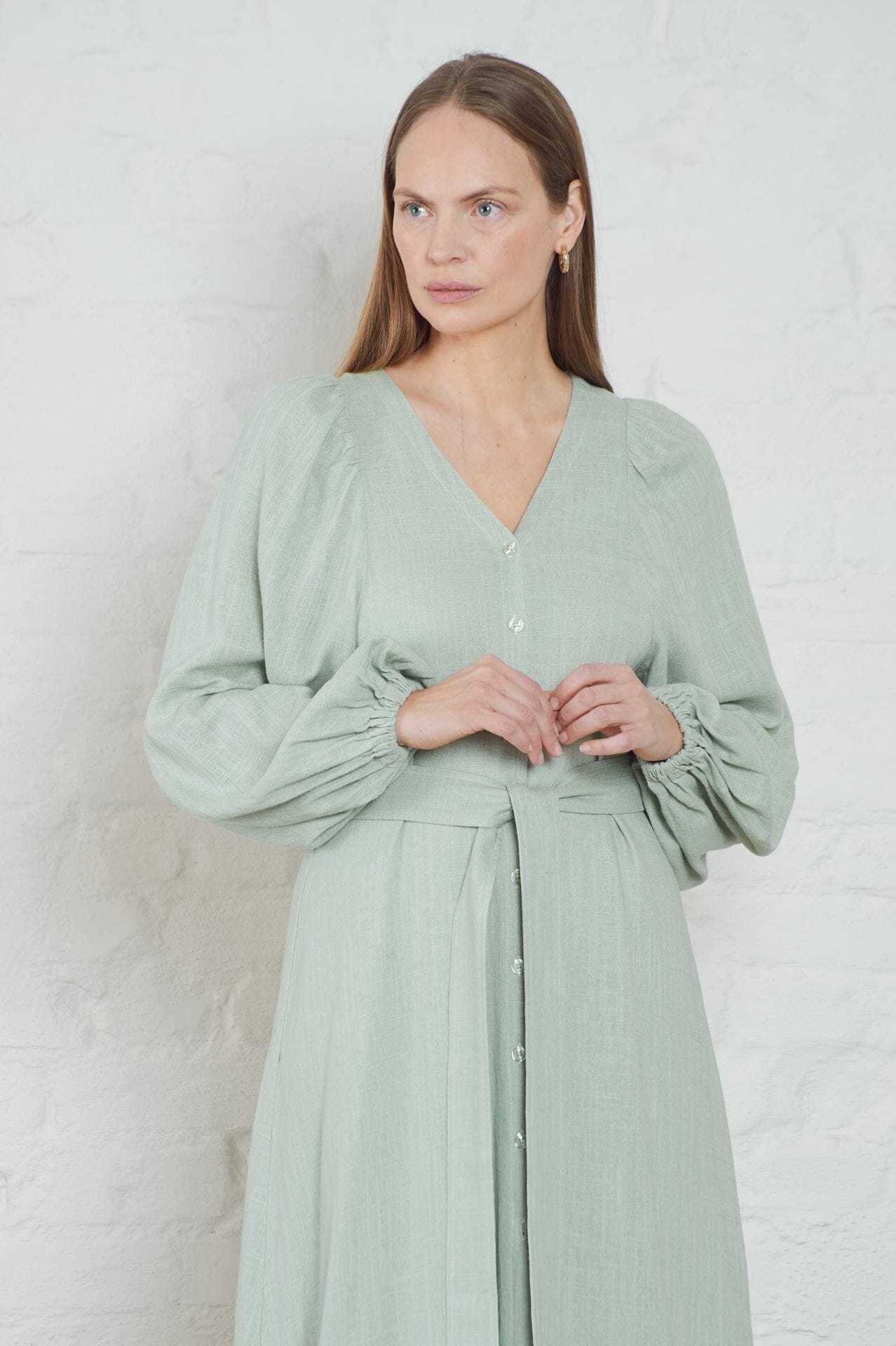 ArnieSays: Milla Linen Blend Sage Kjole