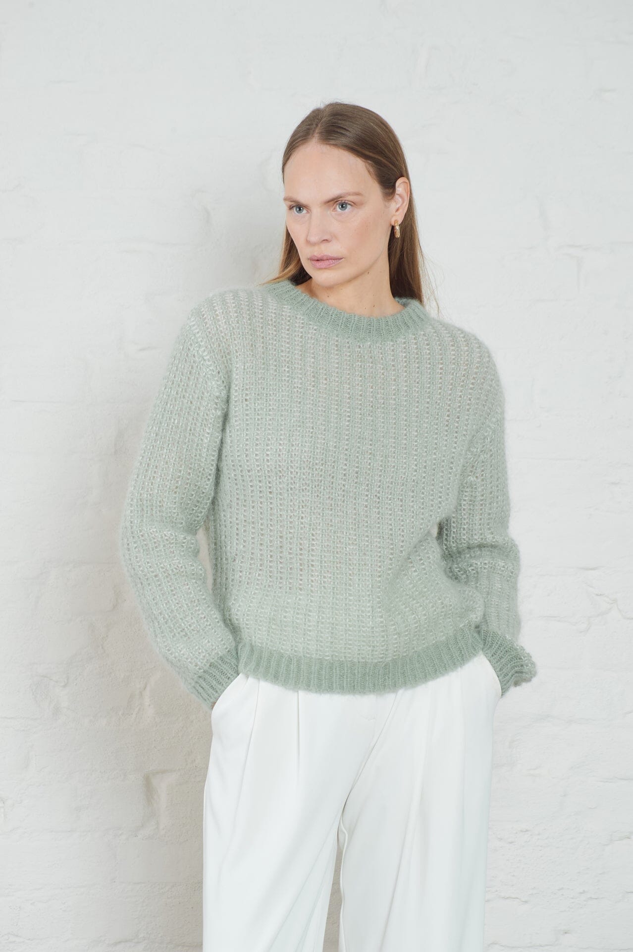 ArnieSays: Lane Brioche Dusty Green/Ecru Genser
