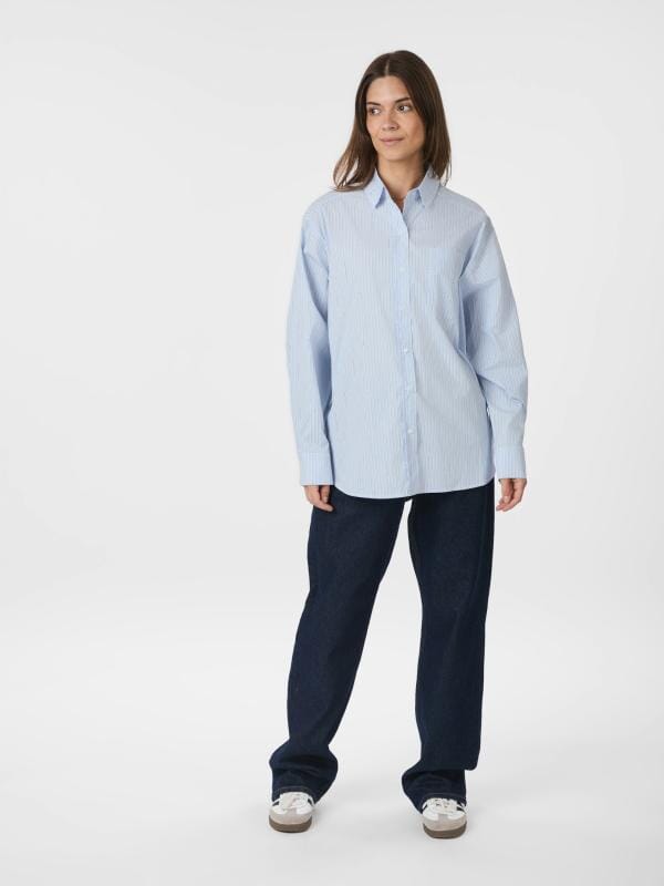 Neo Noir Dalma Pattern Stone Shirt Light blue stripe Skjorte