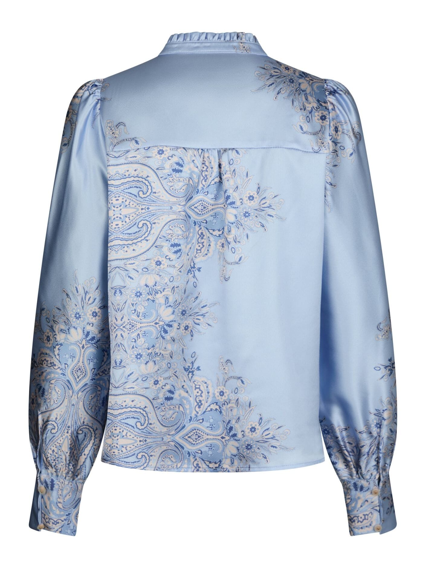 Neo Noir Massima Paisley Border Blouse Light Blue Bluse