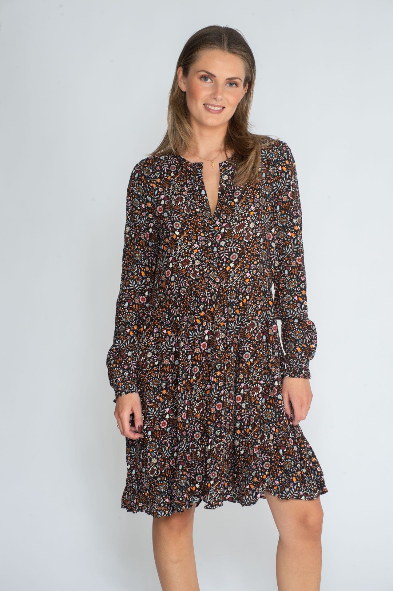 ArnieSays: Nadya Drapey Print Orange/Pink Multi Kjole