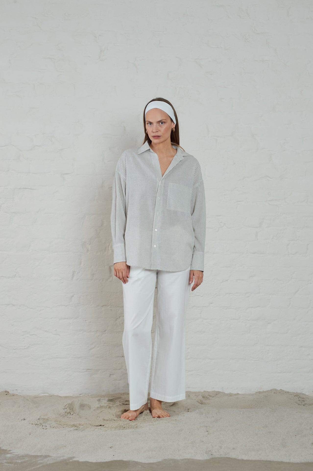 ArnieSays: Rocha Striped Linen Offwhite/Black Combo Skjorte