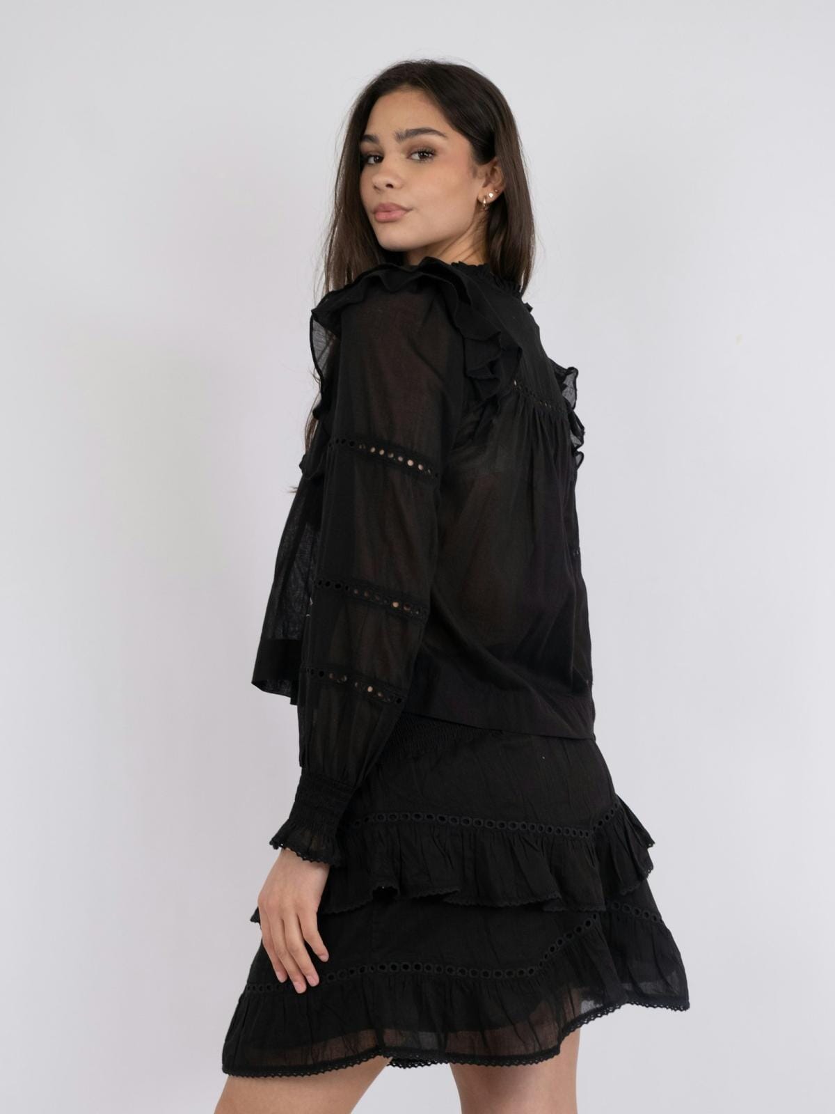 Neo Noir Aurika S Voile Blouse Black Bluse