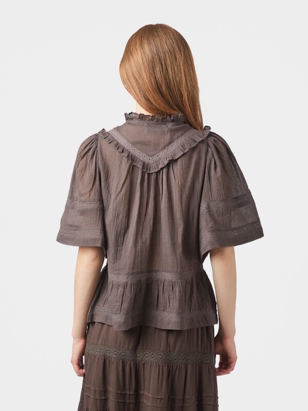 Neo Noir Evienne S Voile Top Dark Brown Topp