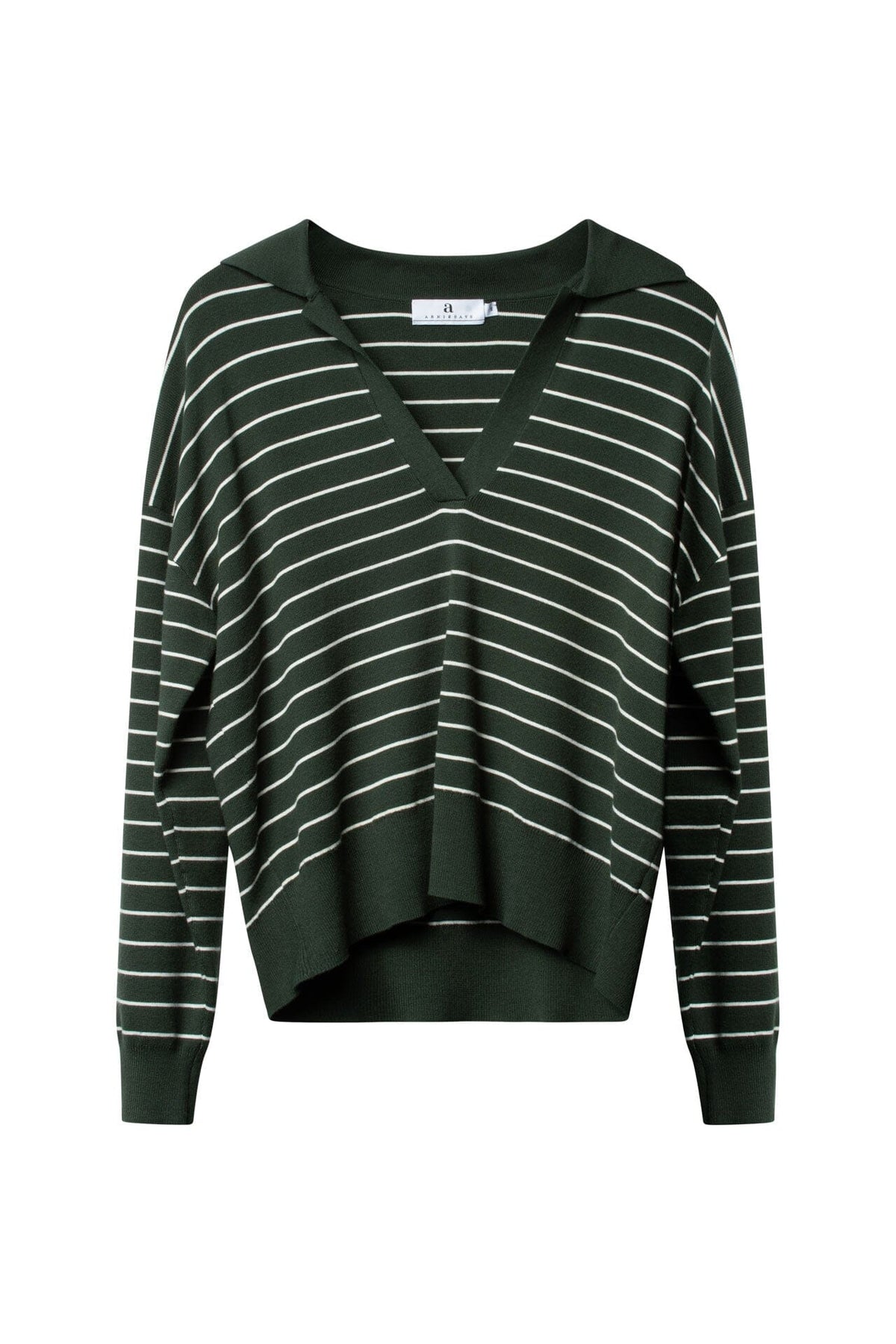 ArnieSays: LES Stripe Dk Green/Offwhite Genser