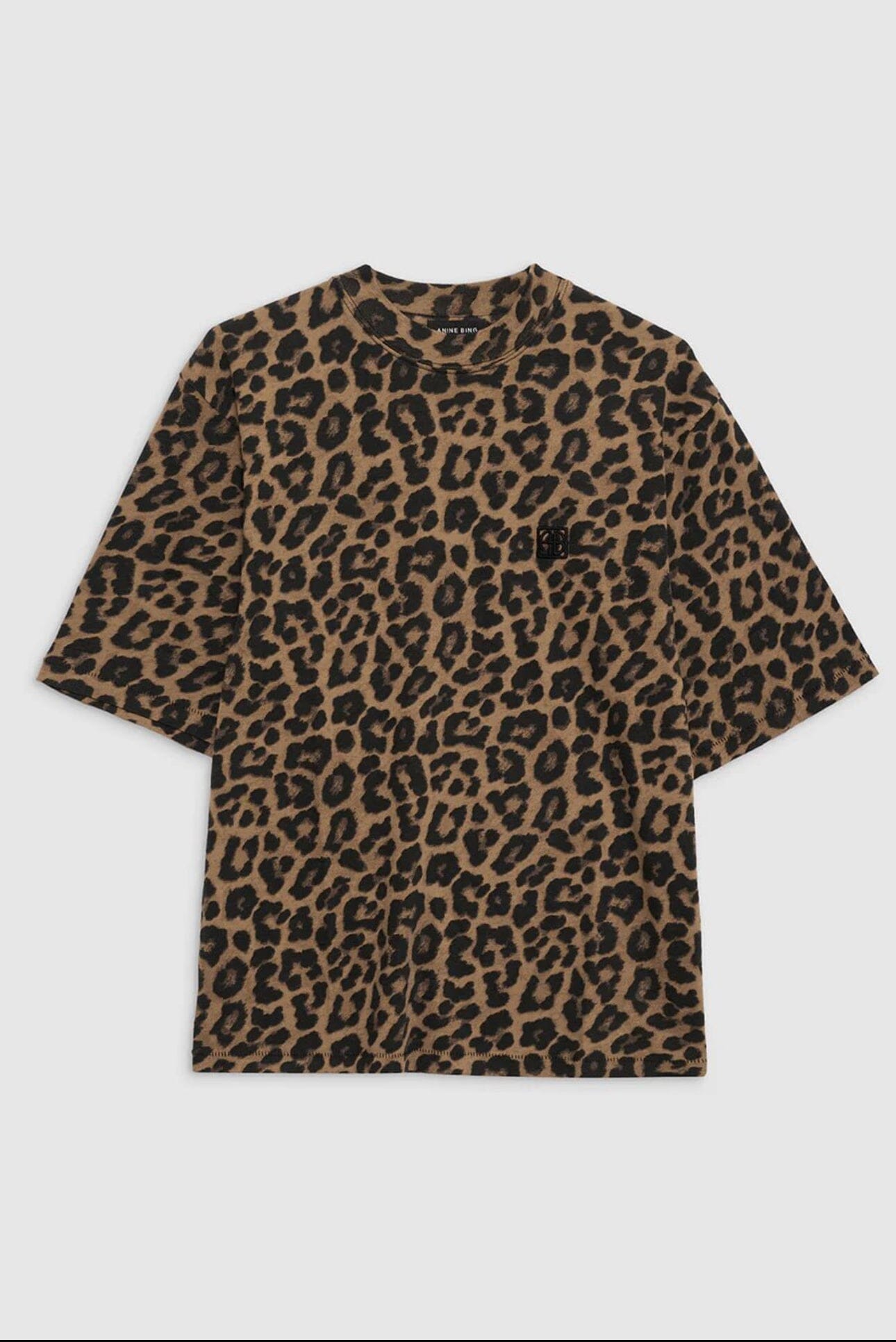 Anine Bing Avi Tee Black and Brown Leopard T-shirt