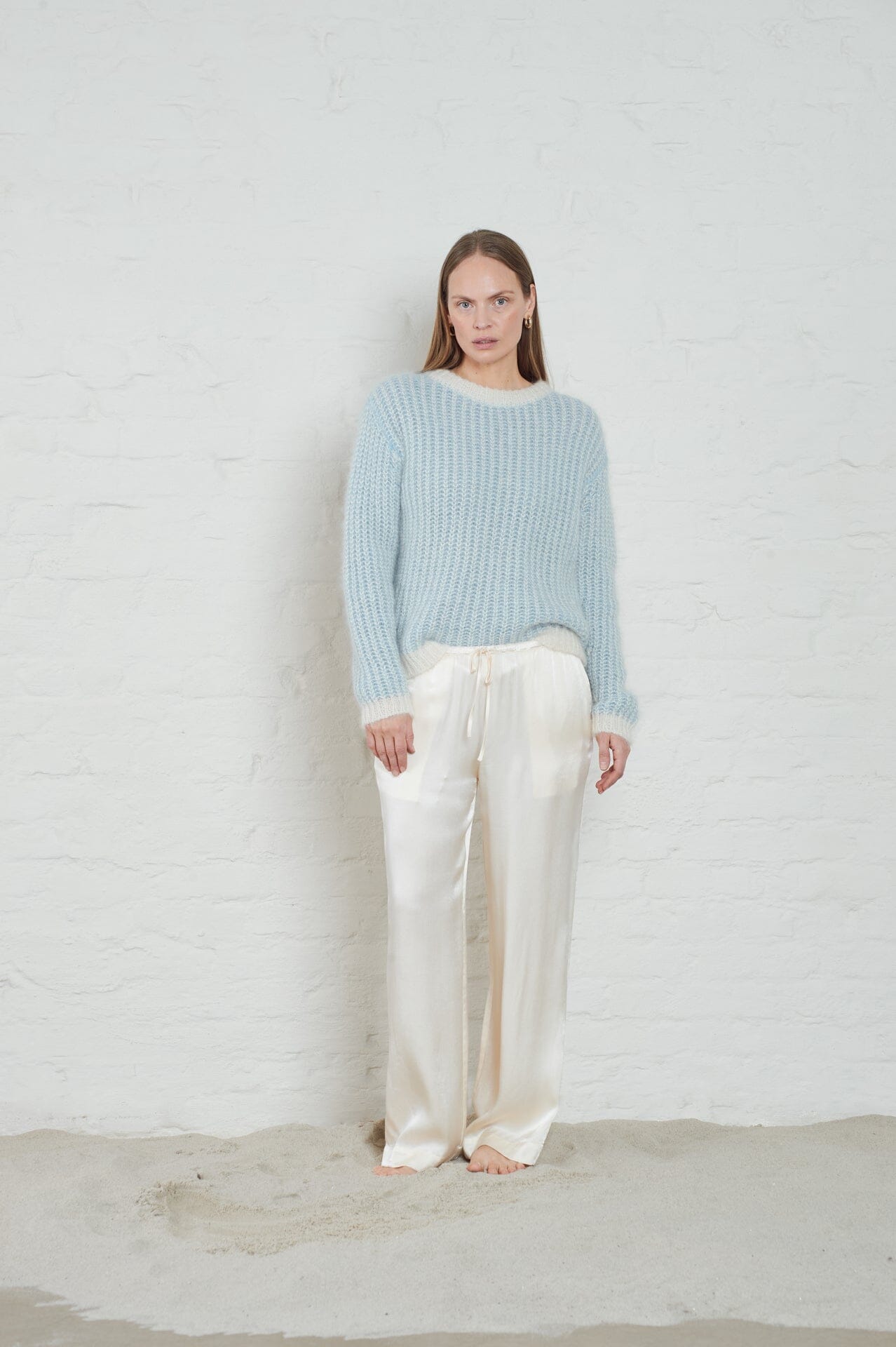 ArnieSays: Lane Brioche Ecru/Lt Blue Genser