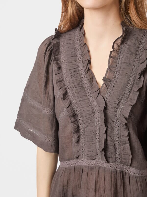 Neo Noir Evienne S Voile Top Dark Brown Topp